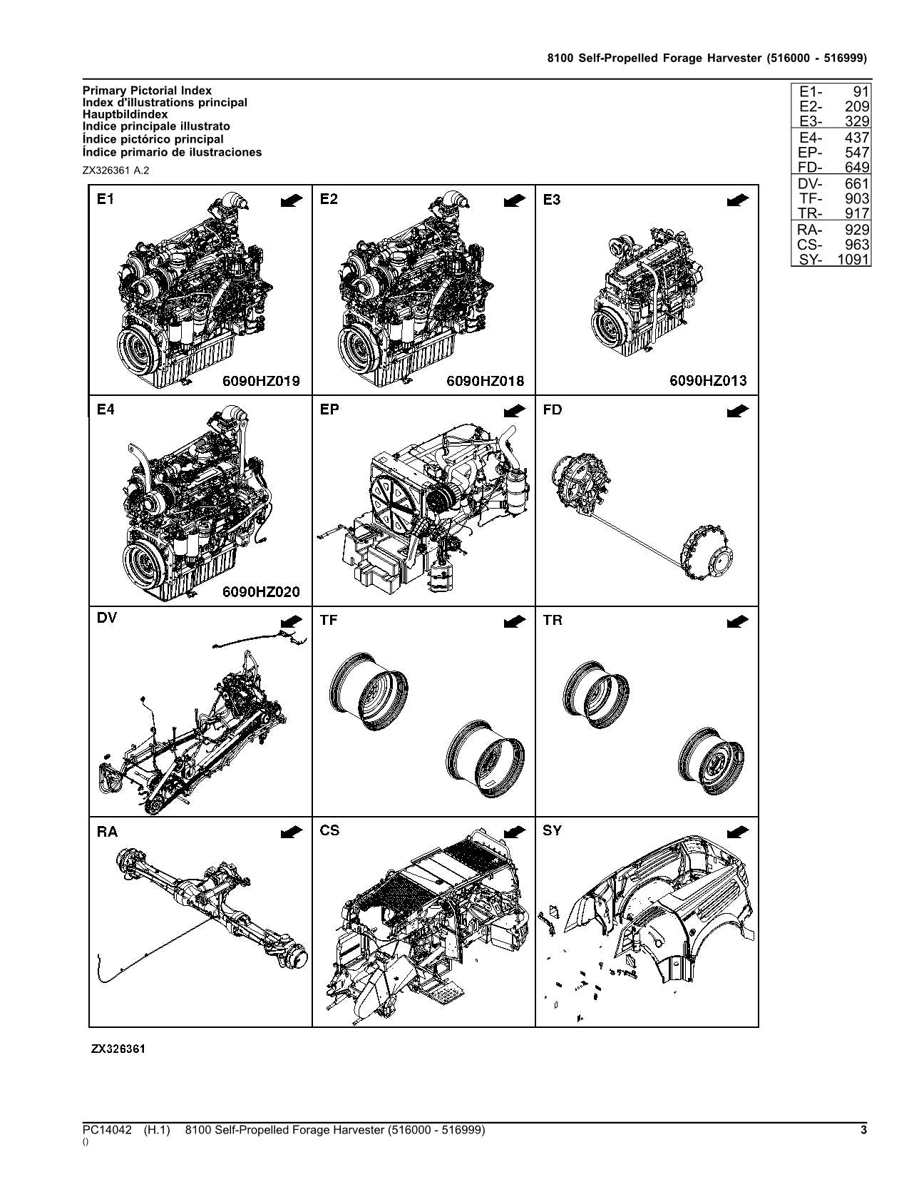 JOHN DEERE 8100 HARVESTER PARTS CATALOG MANUAL SER 516000 - 516999