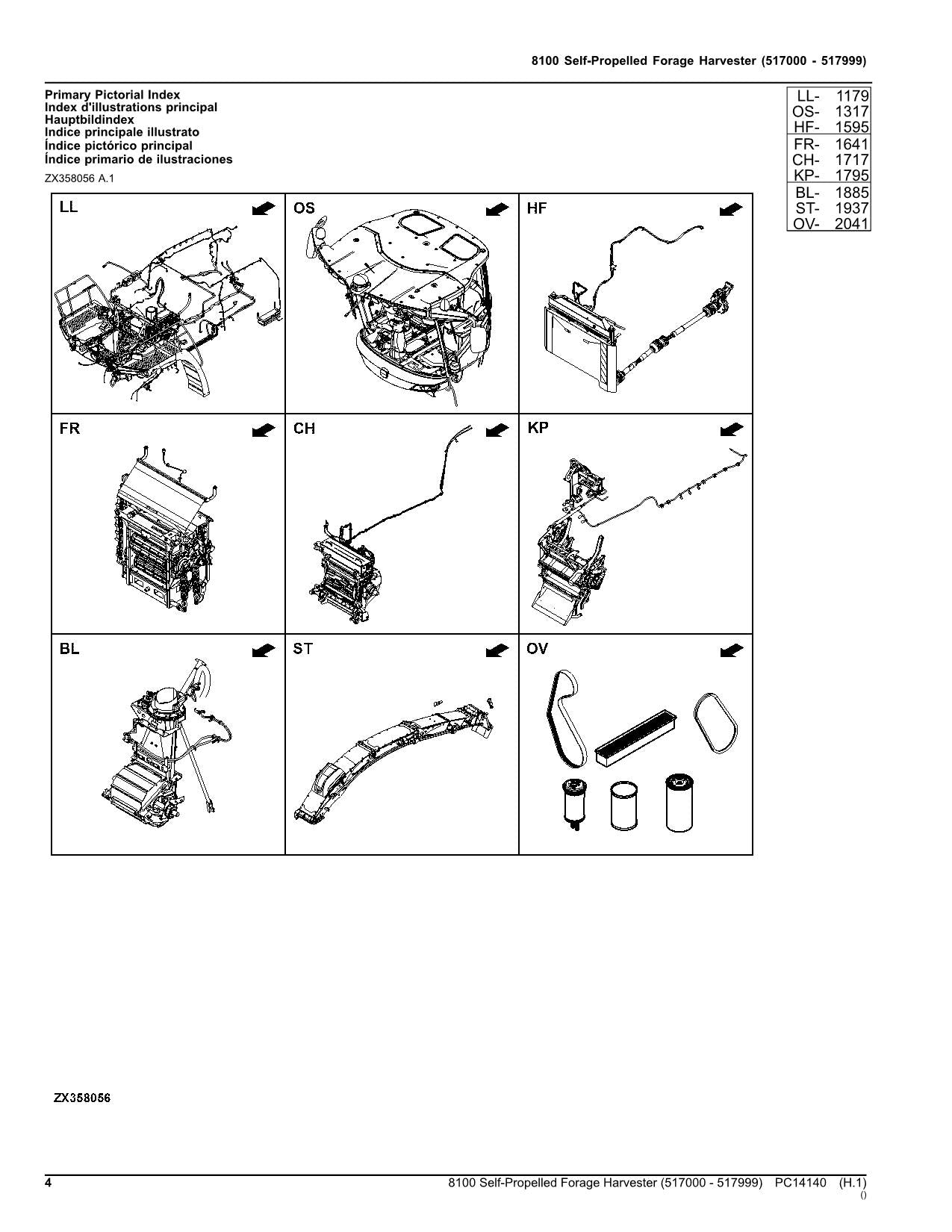 JOHN DEERE 8100 HARVESTER PARTS CATALOG MANUAL SER 517000 - 517999