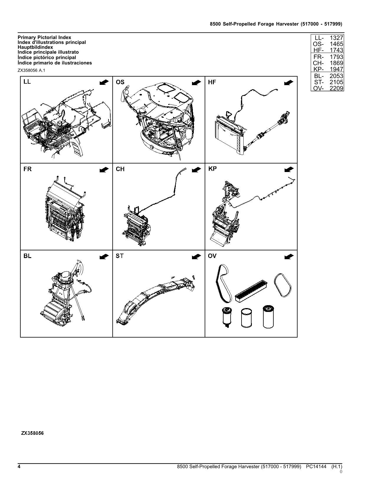 JOHN DEERE 8400 HARVESTER PARTS CATALOG MANUAL SER 517000 - 517999