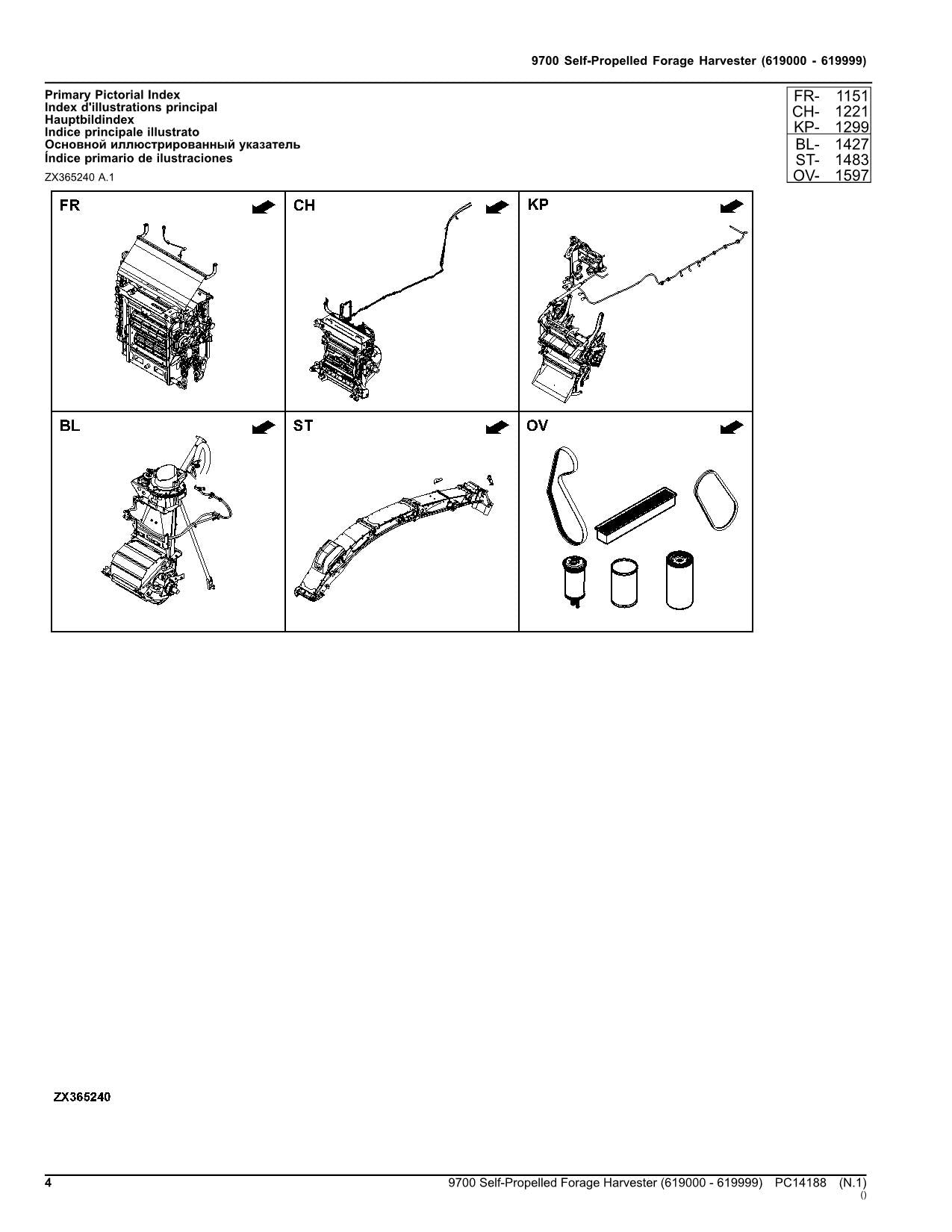 JOHN DEERE 9700 HARVESTER PARTS CATALOG MANUAL SER 619000-619999