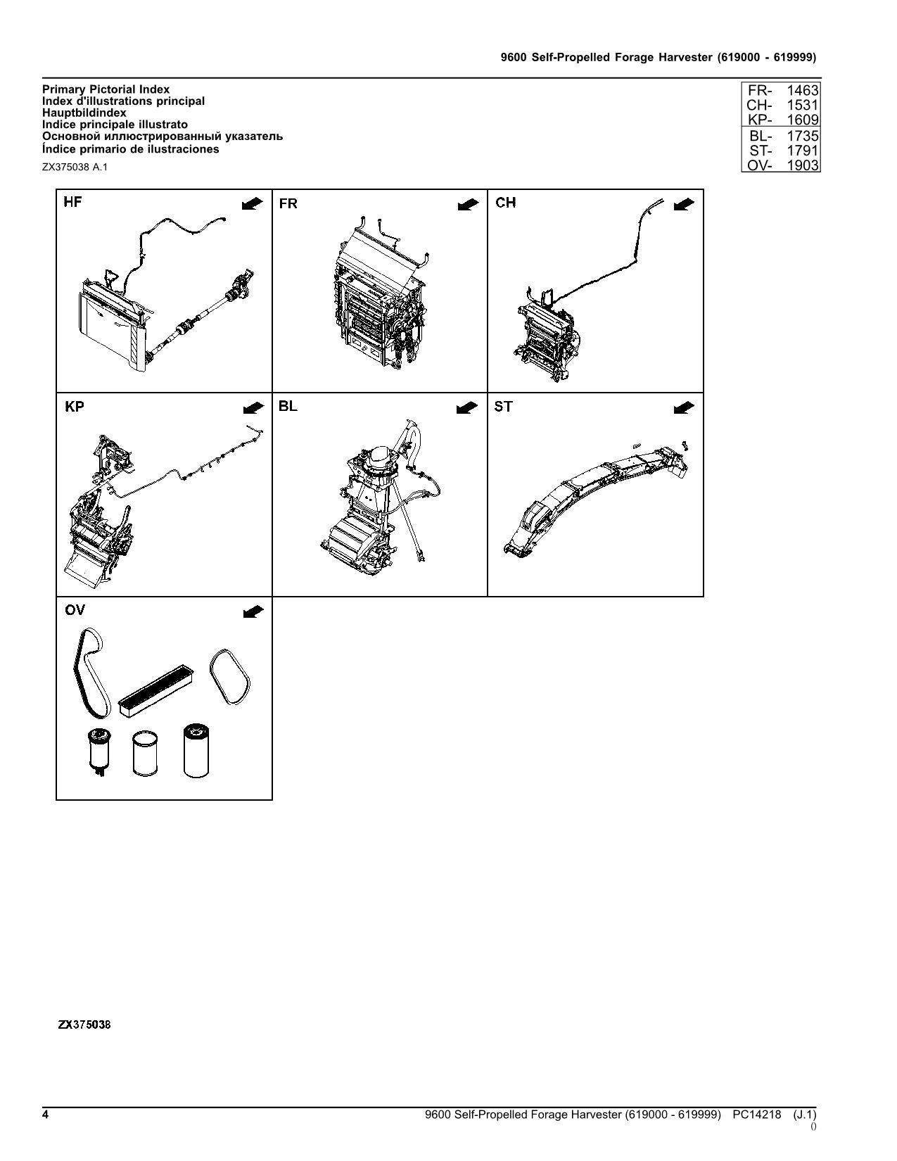 JOHN DEERE 9600 HARVESTER PARTS CATALOG MANUAL SER 619000 - 619999