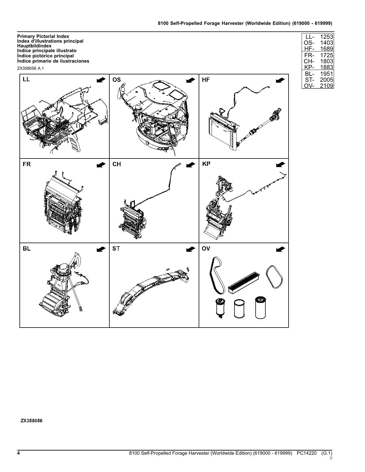 JOHN DEERE 8100 HARVESTER PARTS CATALOG MANUAL SER 619000 - 619999