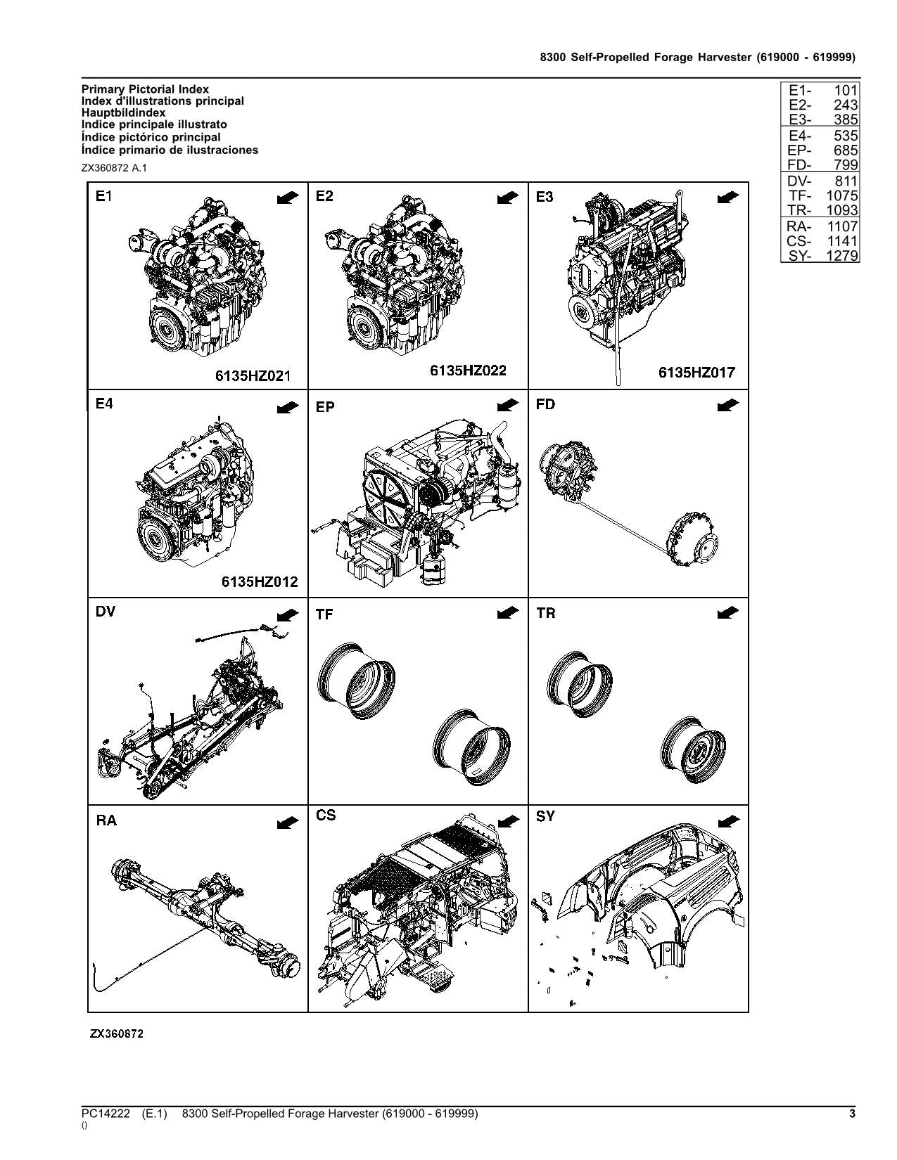 JOHN DEERE 8300 HARVESTER PARTS CATALOG MANUAL SER 619000 - 619999