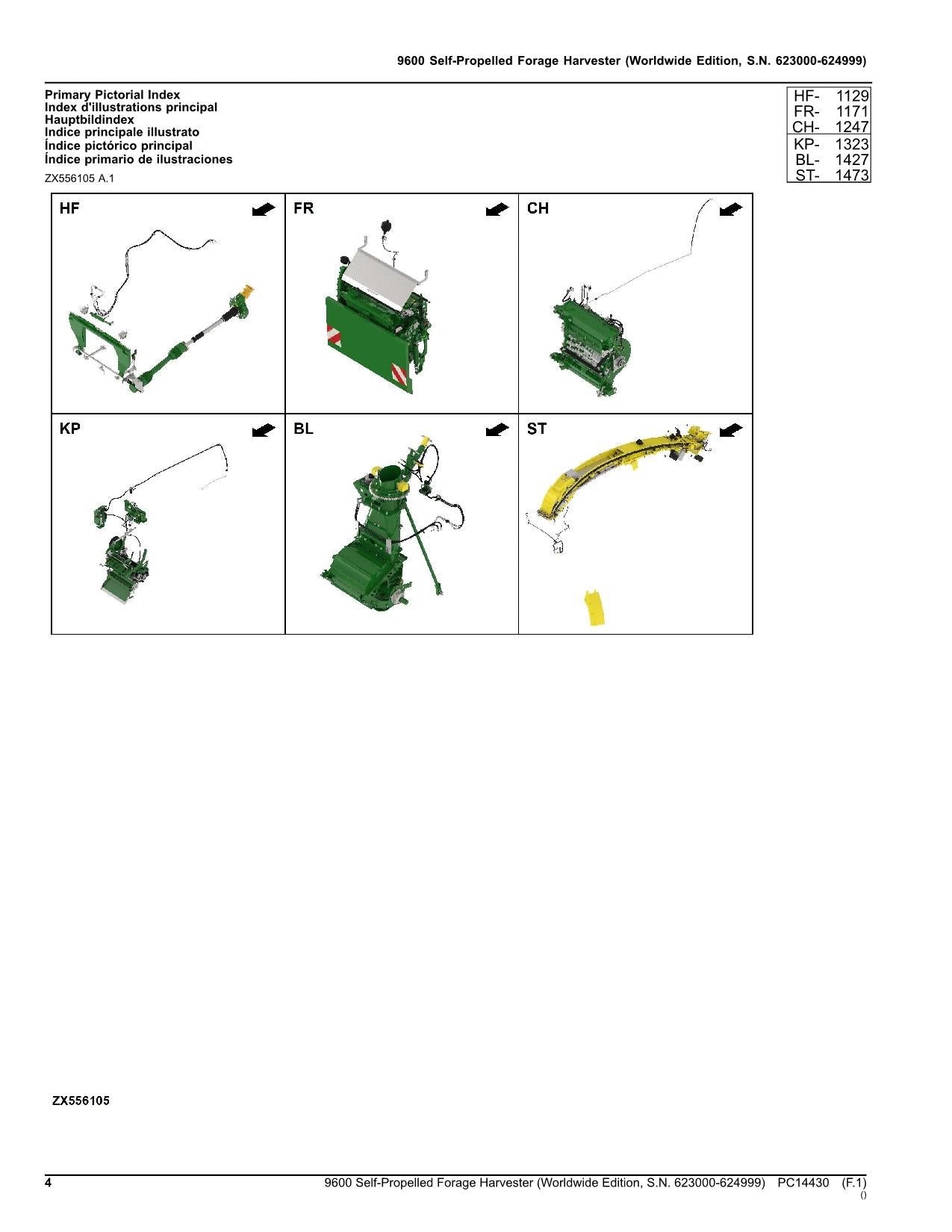 JOHN DEERE 9600 HARVESTER PARTS CATALOG MANUAL SER 623000-624999