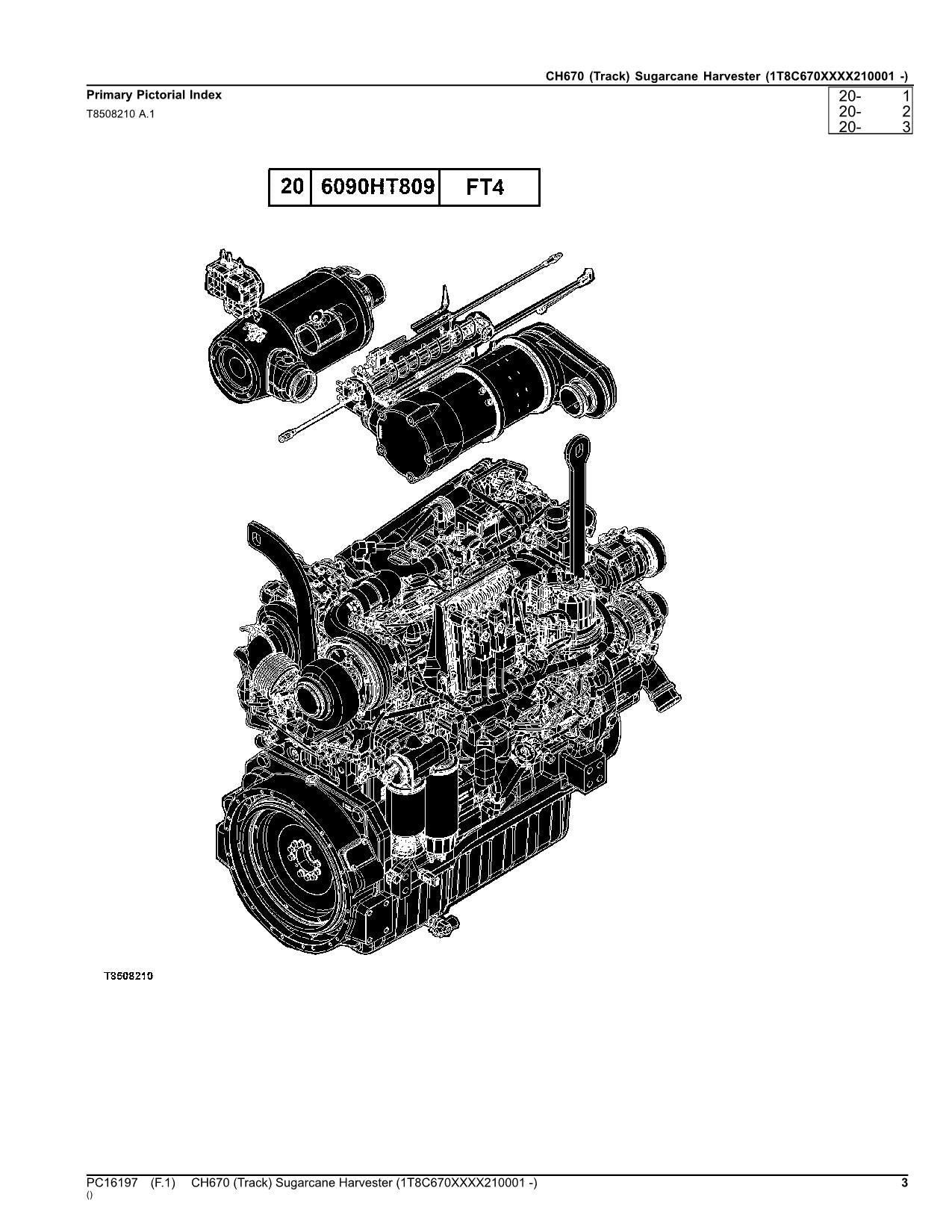 JOHN DEERE CH670 HARVESTER PARTS CATALOG MANUAL SER 1T8C670XXXX210001-