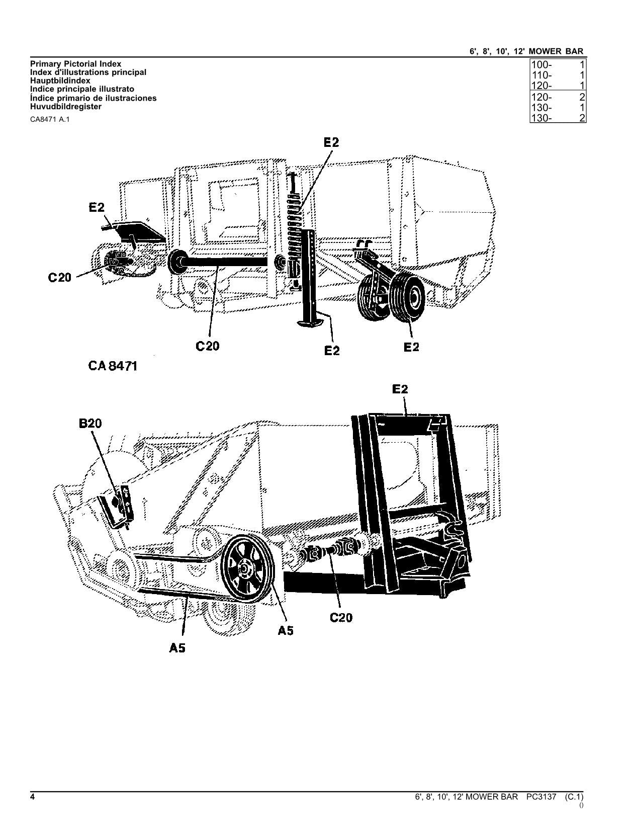 JOHN DEERE MOWER BARS 6FT 8FT 10FT 12FT HARVESTER PARTS CATALOG MANUAL