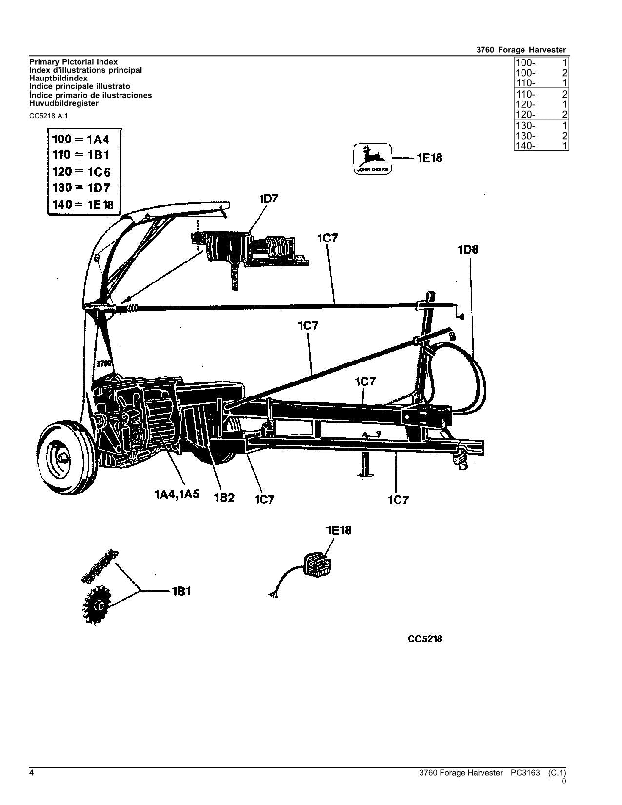 JOHN DEERE 3760 HARVESTER PARTS CATALOG MANUAL EUROPEAN EDITION