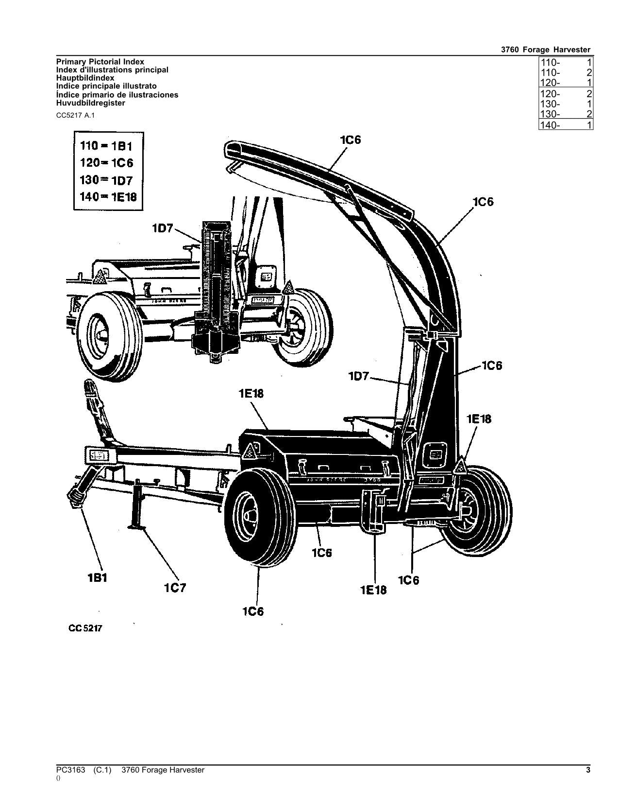 JOHN DEERE 3760 HARVESTER PARTS CATALOG MANUAL EUROPEAN EDITION