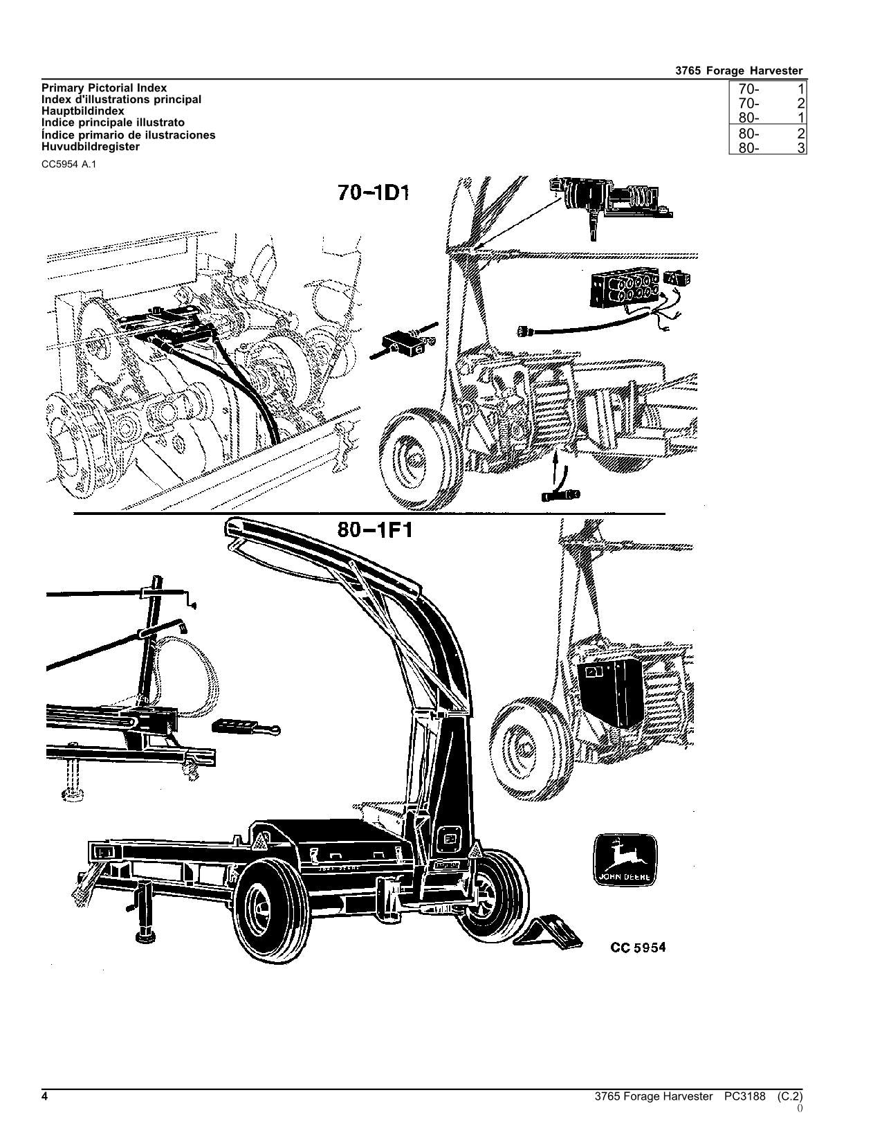 JOHN DEERE 3765 HARVESTER PARTS CATALOG  MANUAL EUROPEAN EDITION