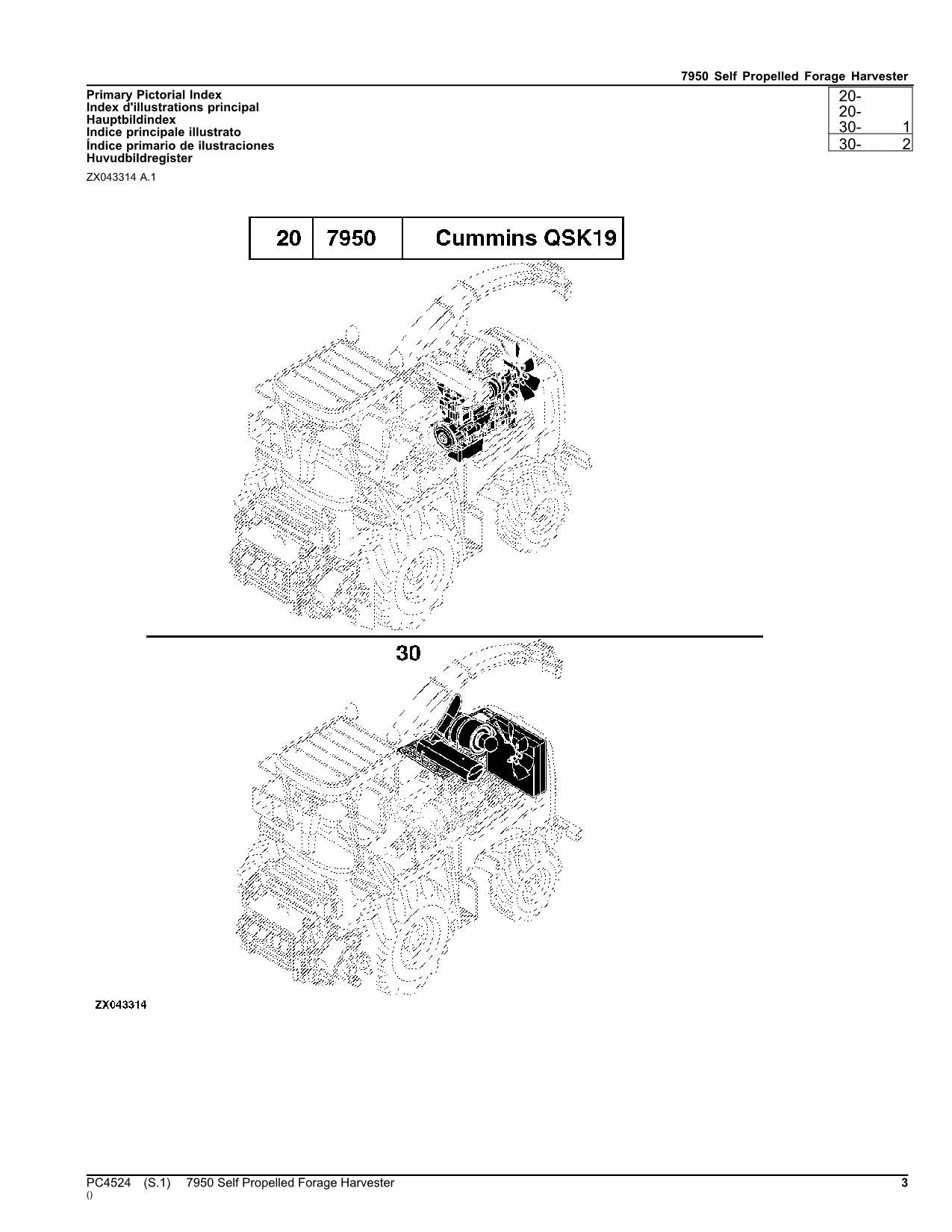 JOHN DEERE 7950 HARVESTER PARTS CATALOG MANUAL