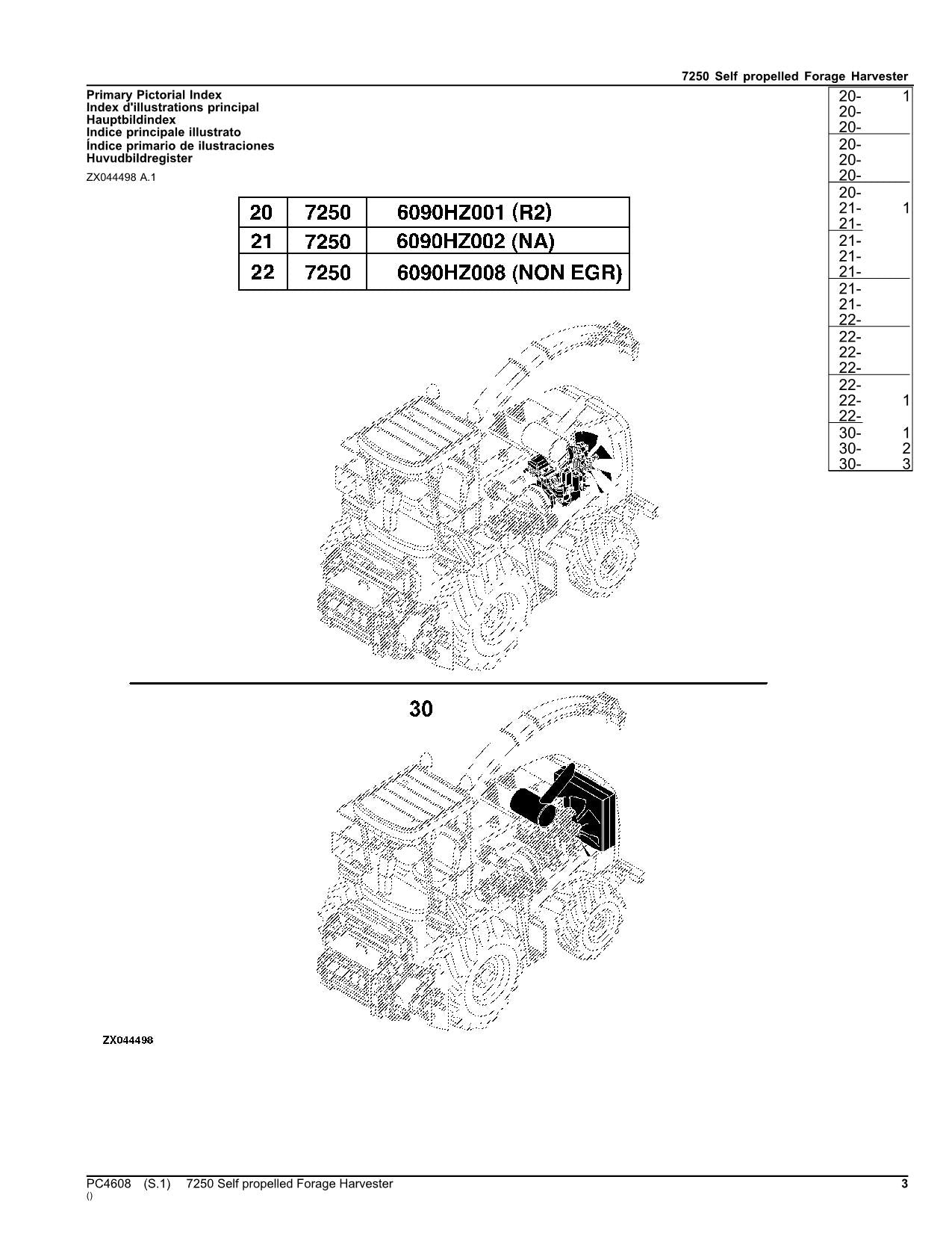 JOHN DEERE 7250 HARVESTER PARTS CATALOG MANUAL