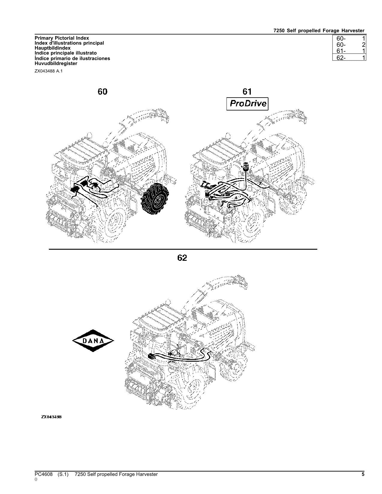 JOHN DEERE 7250 HARVESTER PARTS CATALOG MANUAL