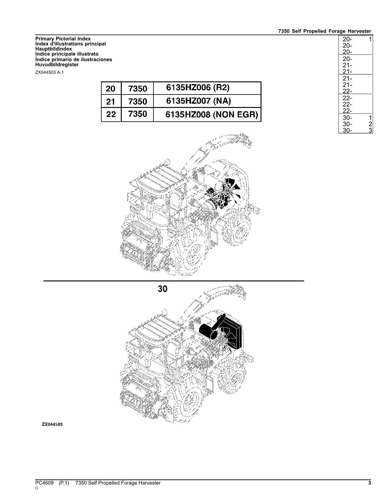 JOHN DEERE 7350 HARVESTER PARTS CATALOG MANUAL