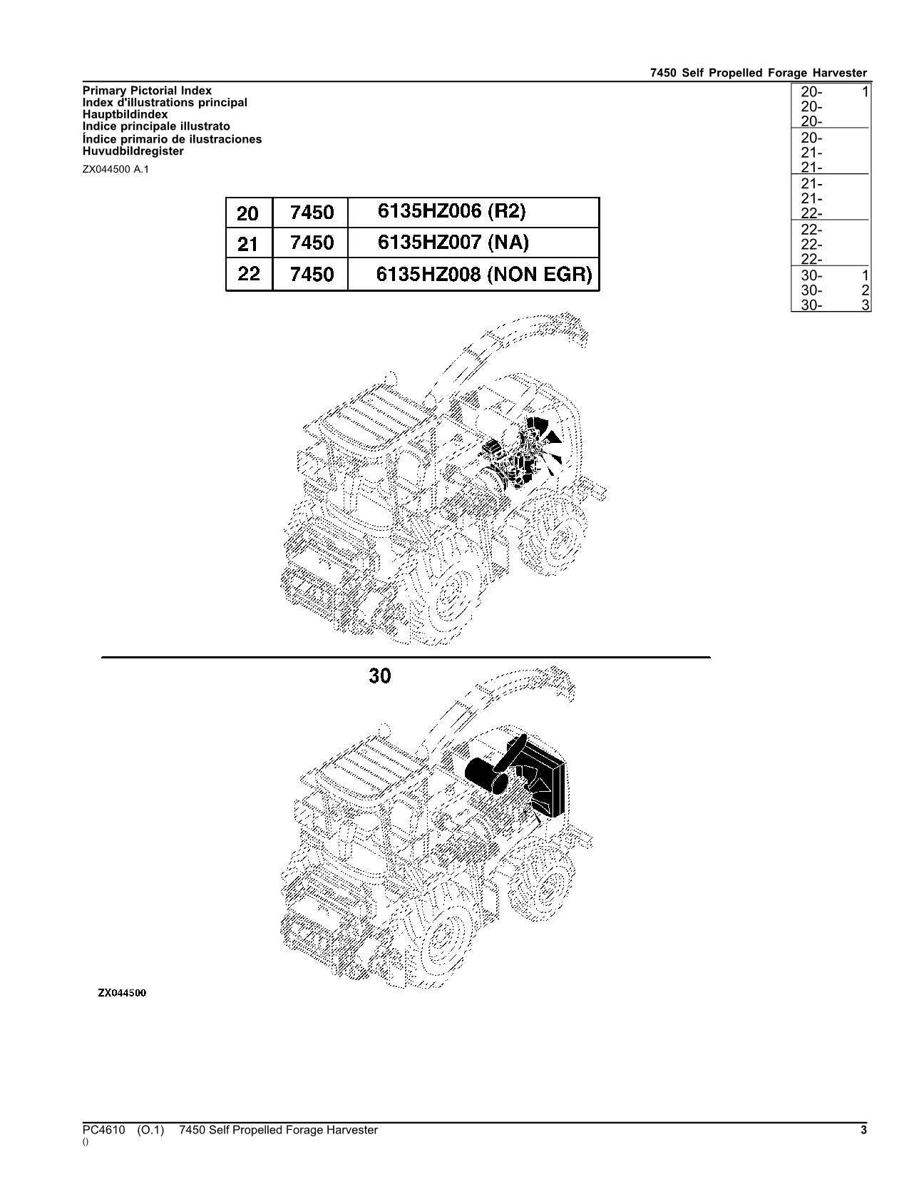 JOHN DEERE 7450 HARVESTER PARTS CATALOG MANUAL