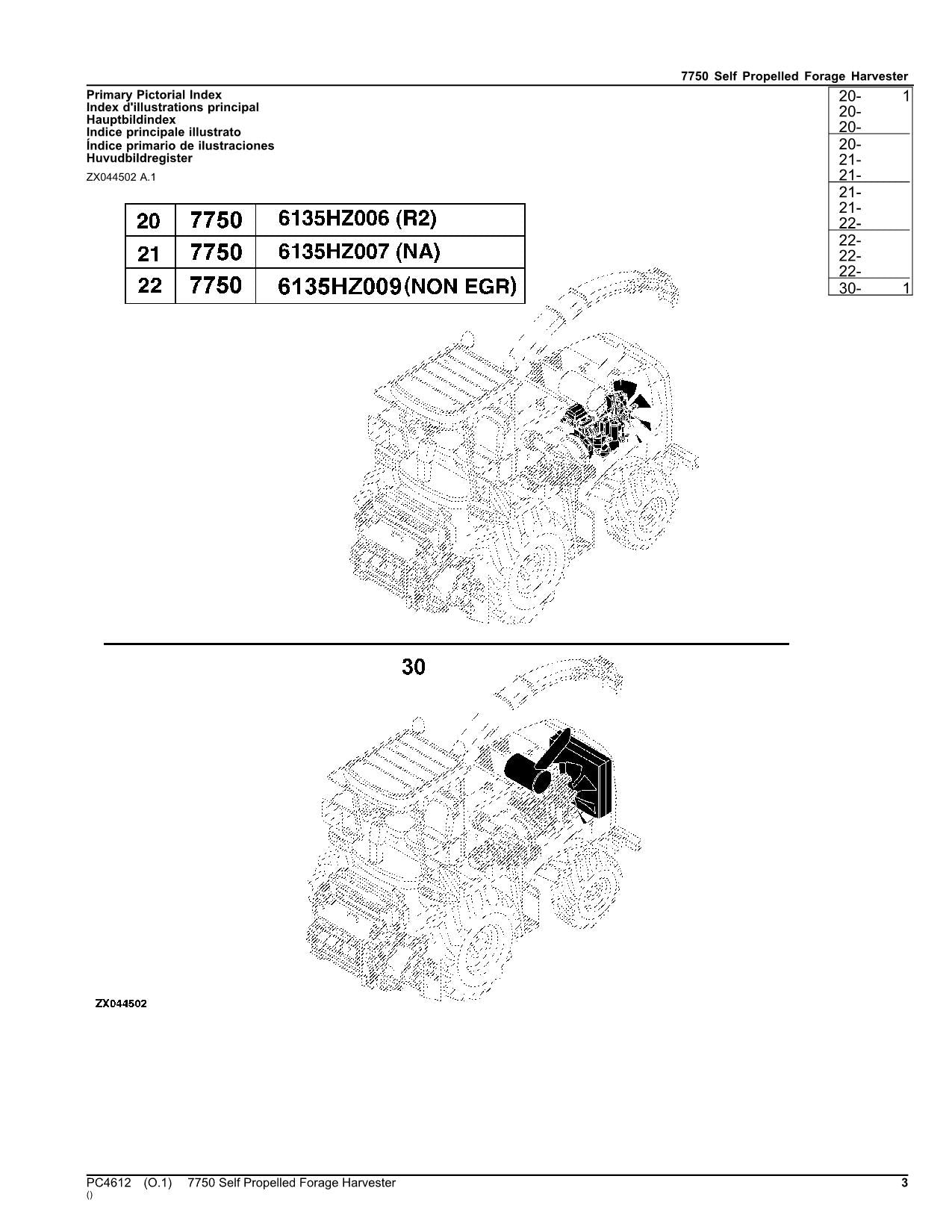 JOHN DEERE 7750 HARVESTER PARTS CATALOG MANUAL