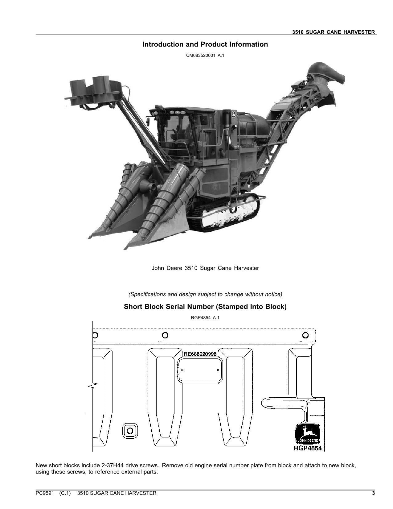 JOHN DEERE ZUCKERROHR 3510 ERNTEMASCHINE ERSATZTEILKATALOGHANDBUCH #1