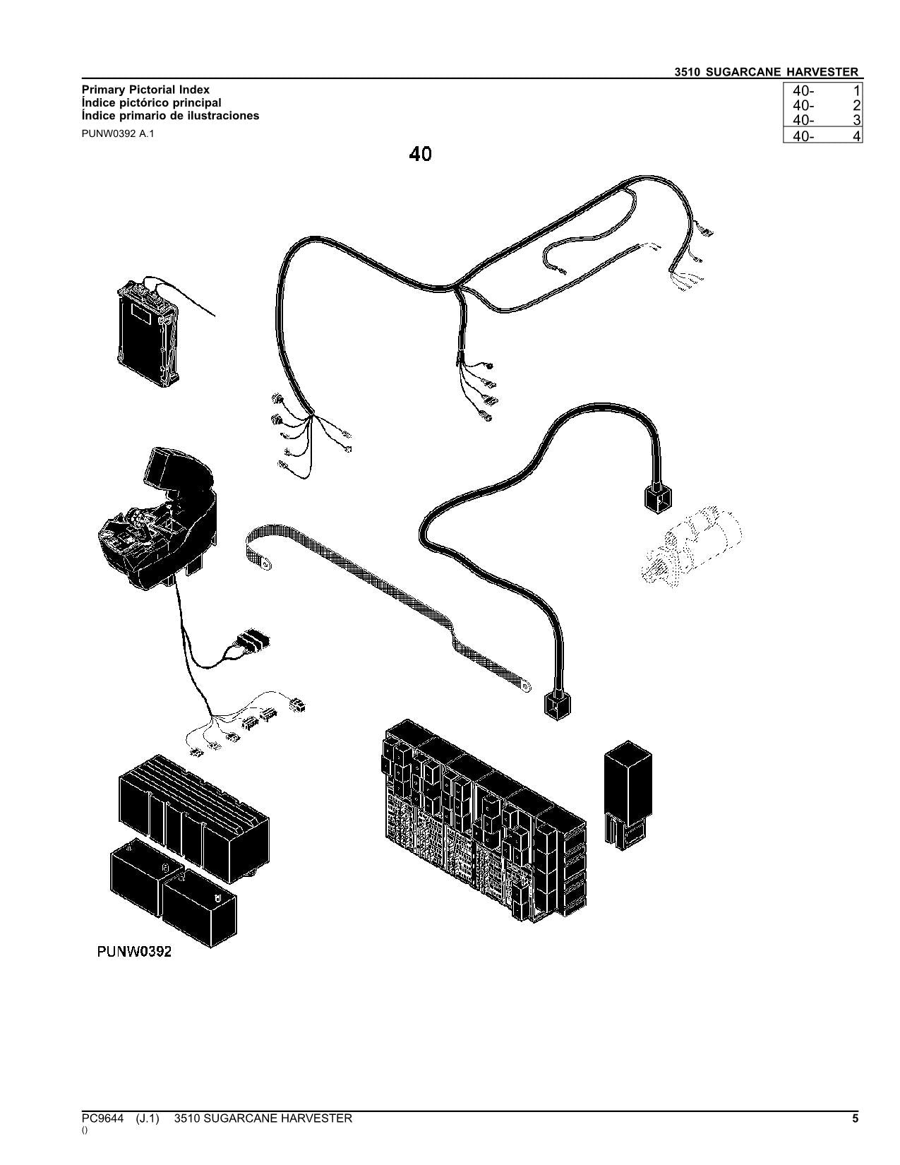 JOHN DEERE CANE 3510 HARVESTER PARTS CATALOG MANUAL SER 060037-