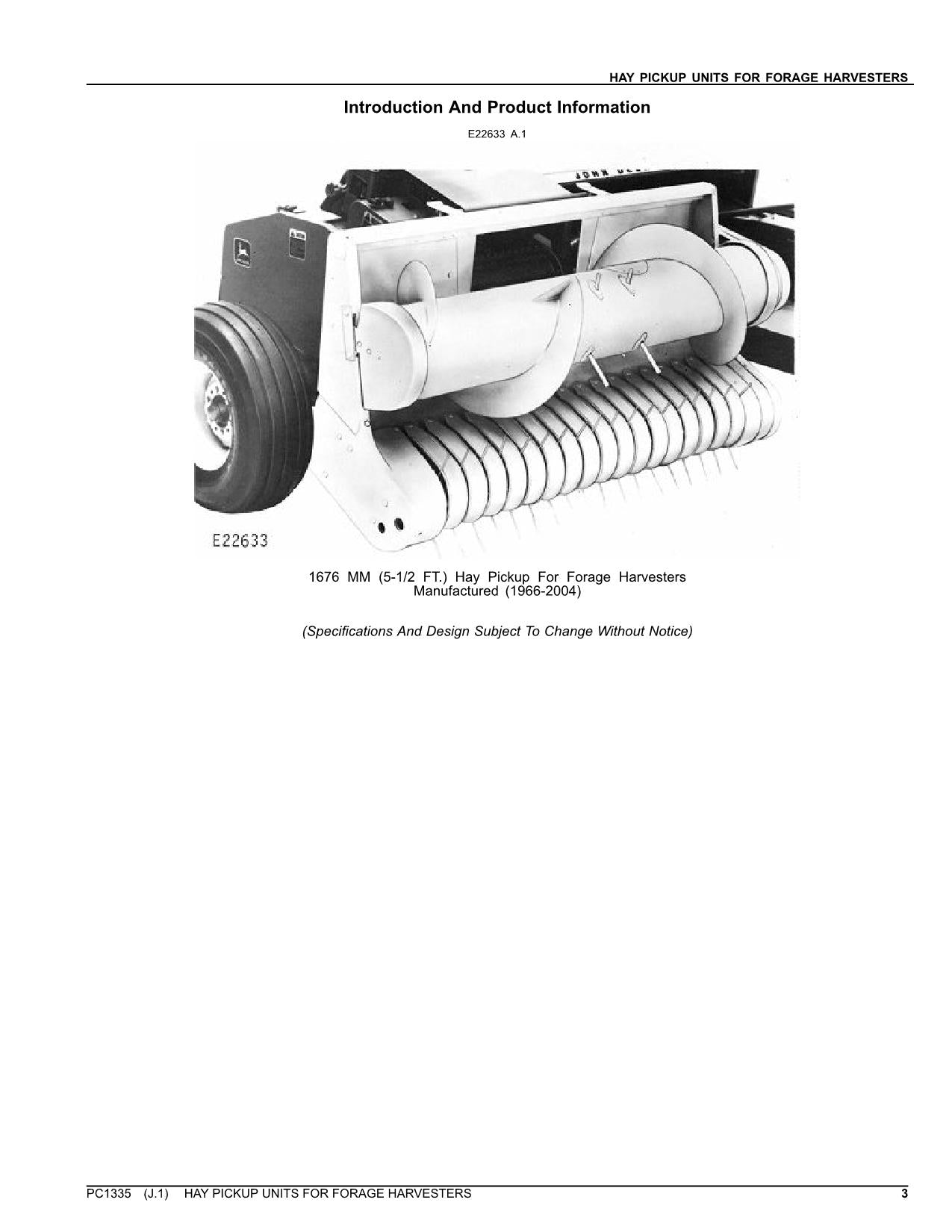 JOHN DEERE HEU-PICKUP-EINHEITEN 3940 3950 3960 3970 ERNTEMASCHINEN-TEILEKATALOGHANDBUCH