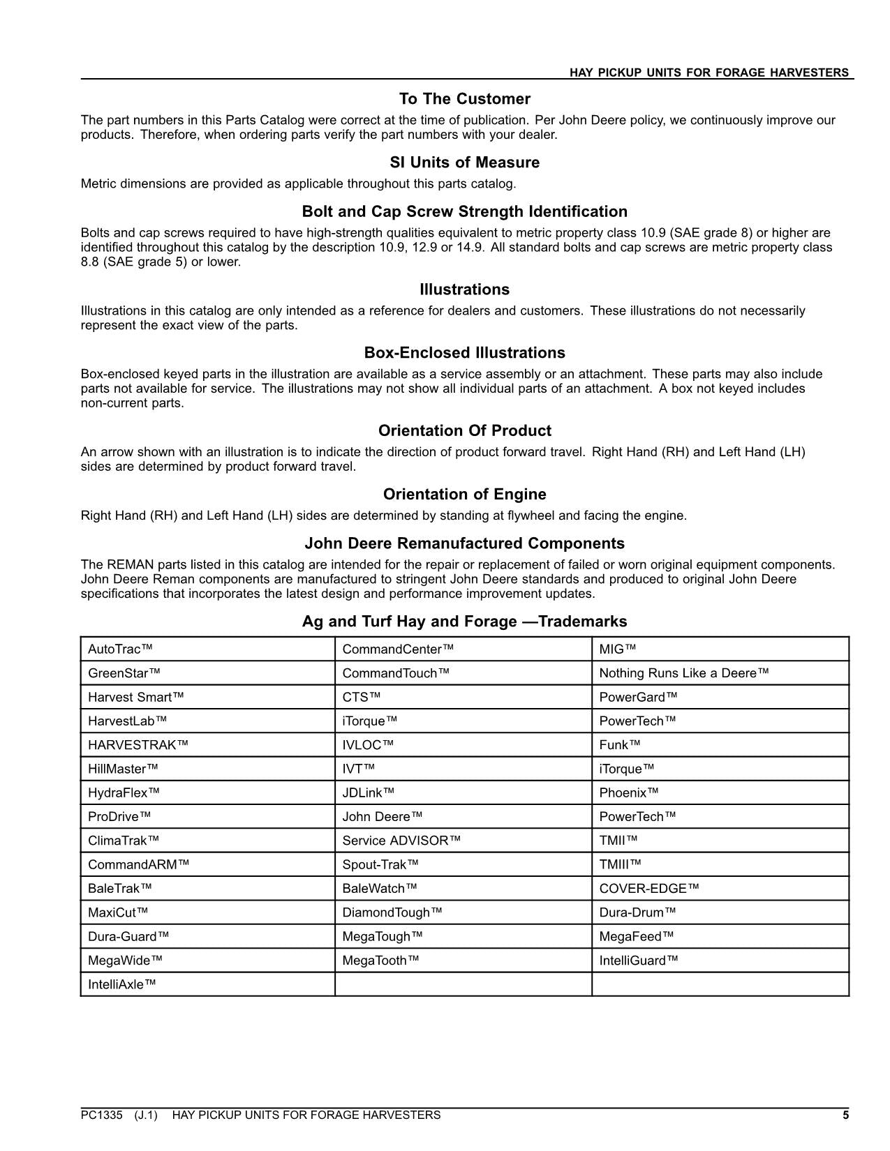 JOHN DEERE HEU-PICKUP-EINHEITEN 3940 3950 3960 3970 ERNTEMASCHINEN-TEILEKATALOGHANDBUCH