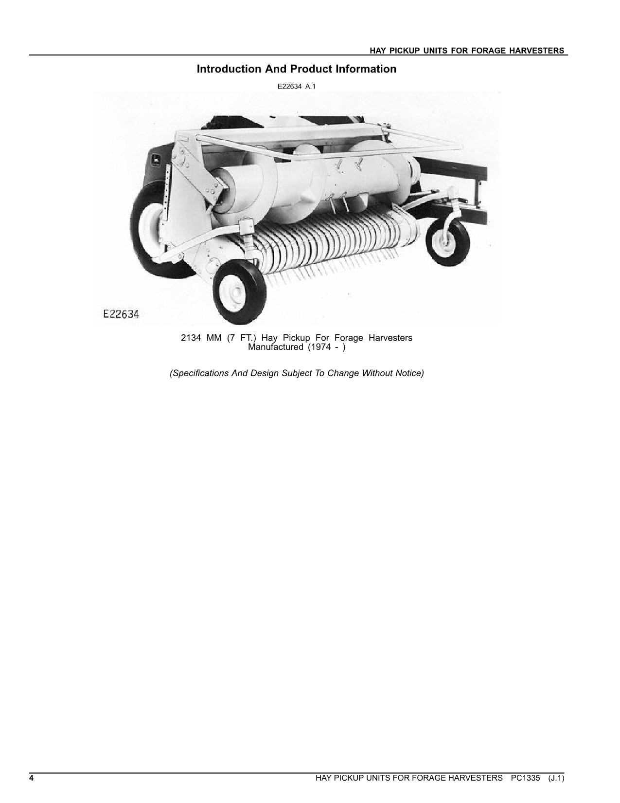 JOHN DEERE HEU-PICKUP-EINHEITEN 3940 3950 3960 3970 ERNTEMASCHINEN-TEILEKATALOGHANDBUCH