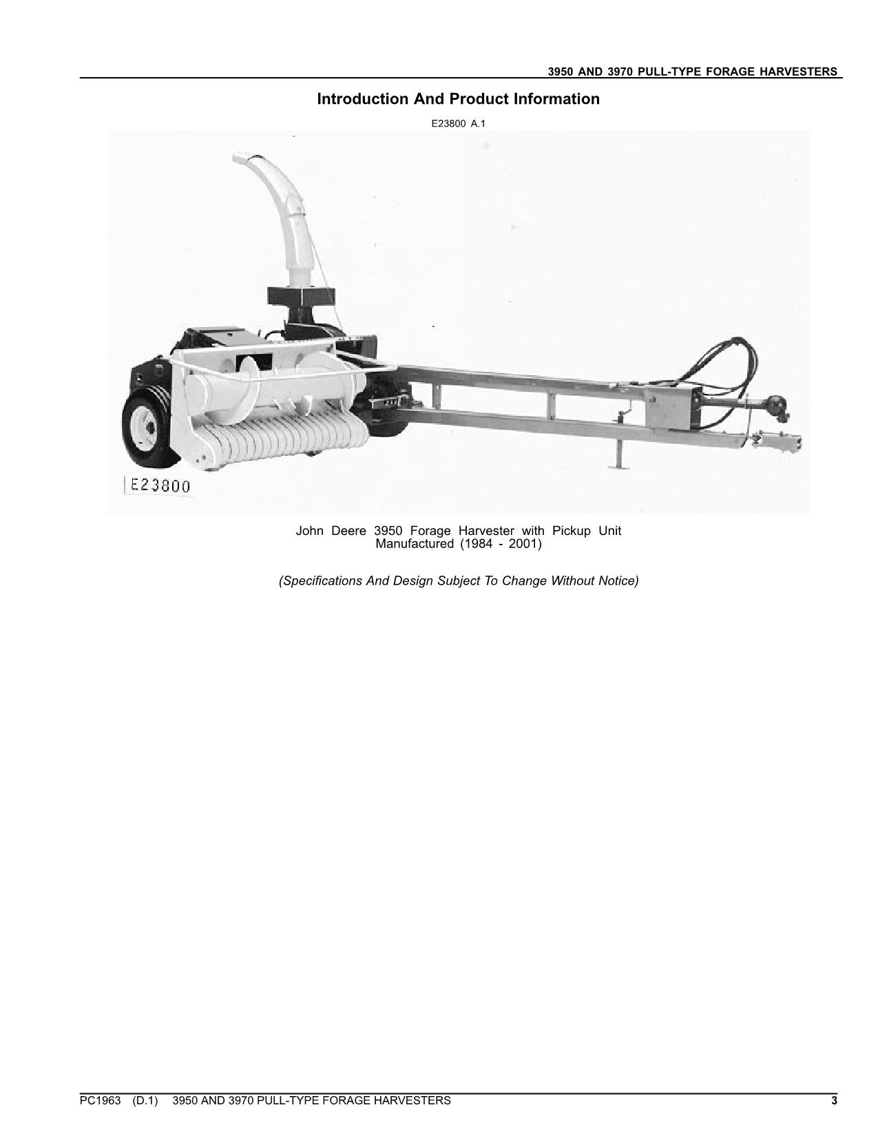 JOHN DEERE 3950 3970 HARVESTER PARTS CATALOG MANUAL