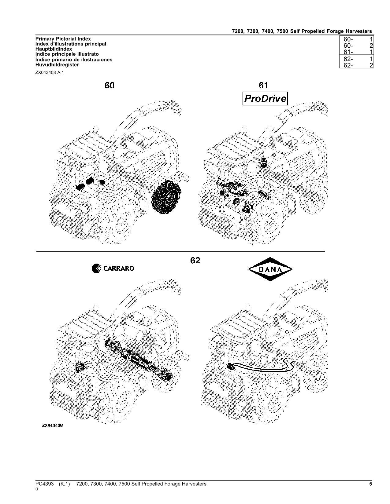 JOHN DEERE 7200 7300 7400 7500 HARVESTER PARTS CATALOG MANUAL