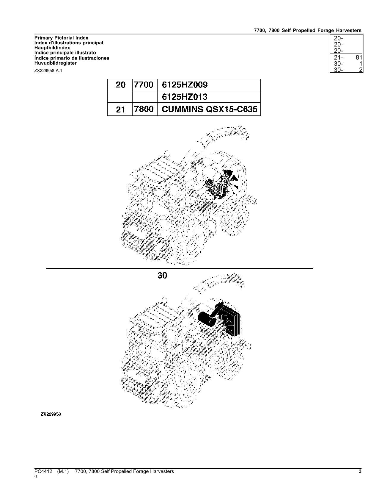 JOHN DEERE 7700 7800 HARVESTER PARTS CATALOG MANUAL