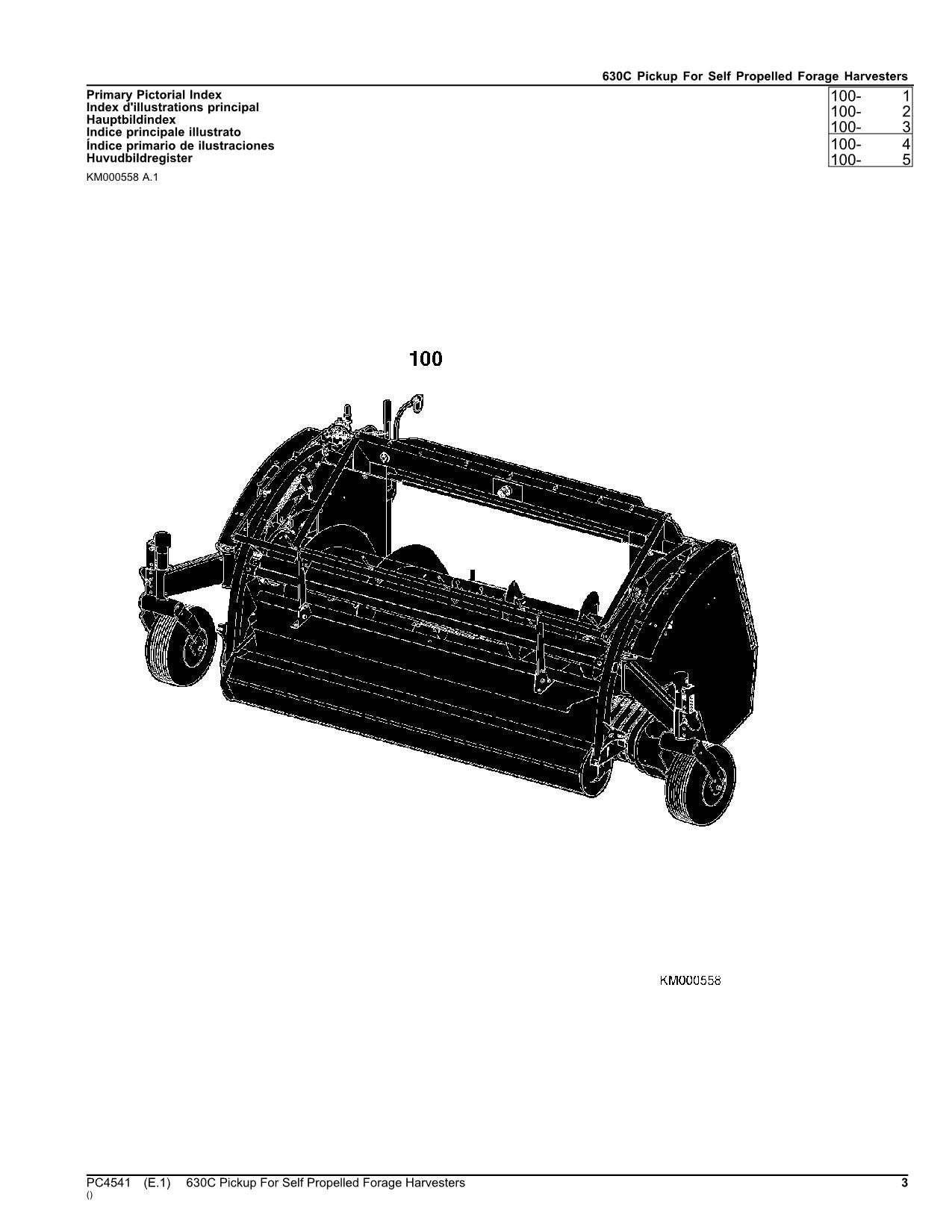 JOHN DEERE 630C HARVESTER PARTS CATALOG MANUAL