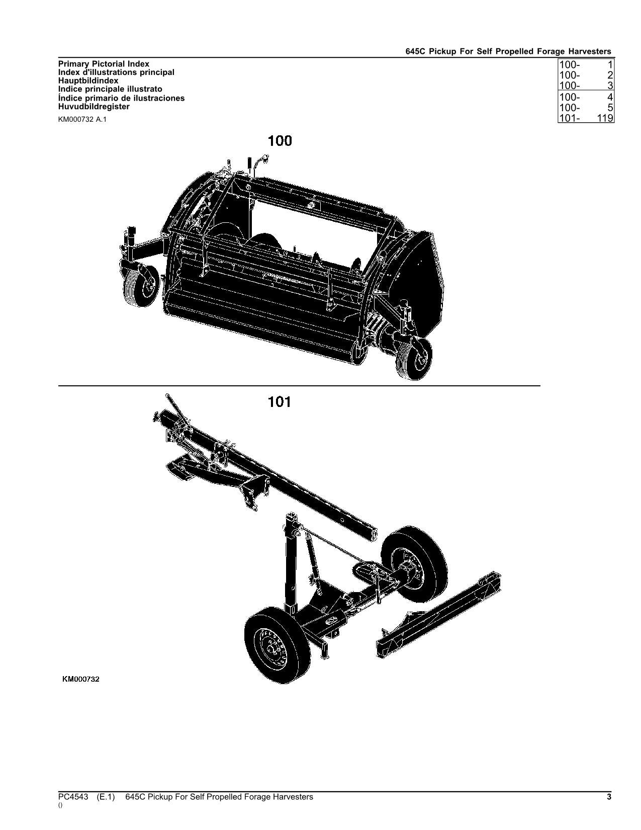 JOHN DEERE 645C HARVESTER PARTS CATALOG MANUAL