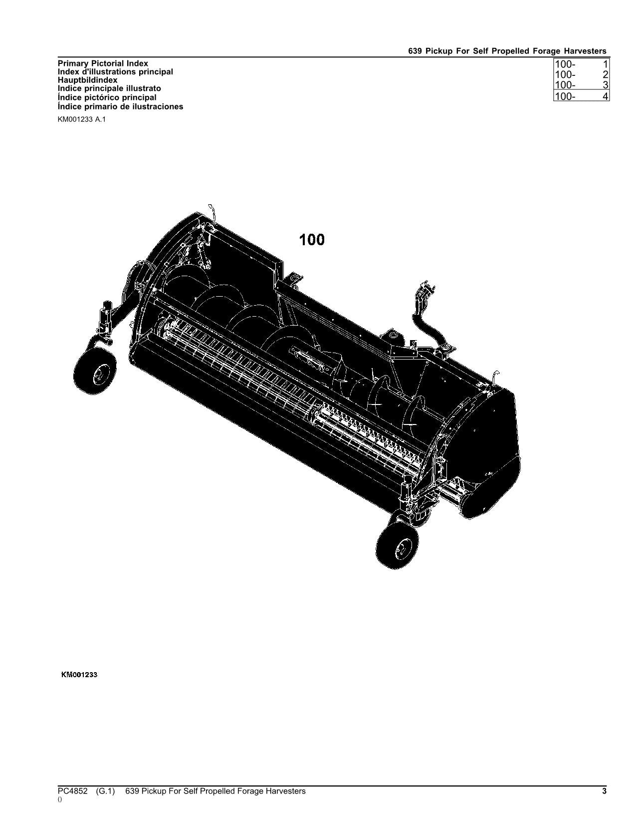 JOHN DEERE 639 HARVESTER PARTS CATALOG MANUAL