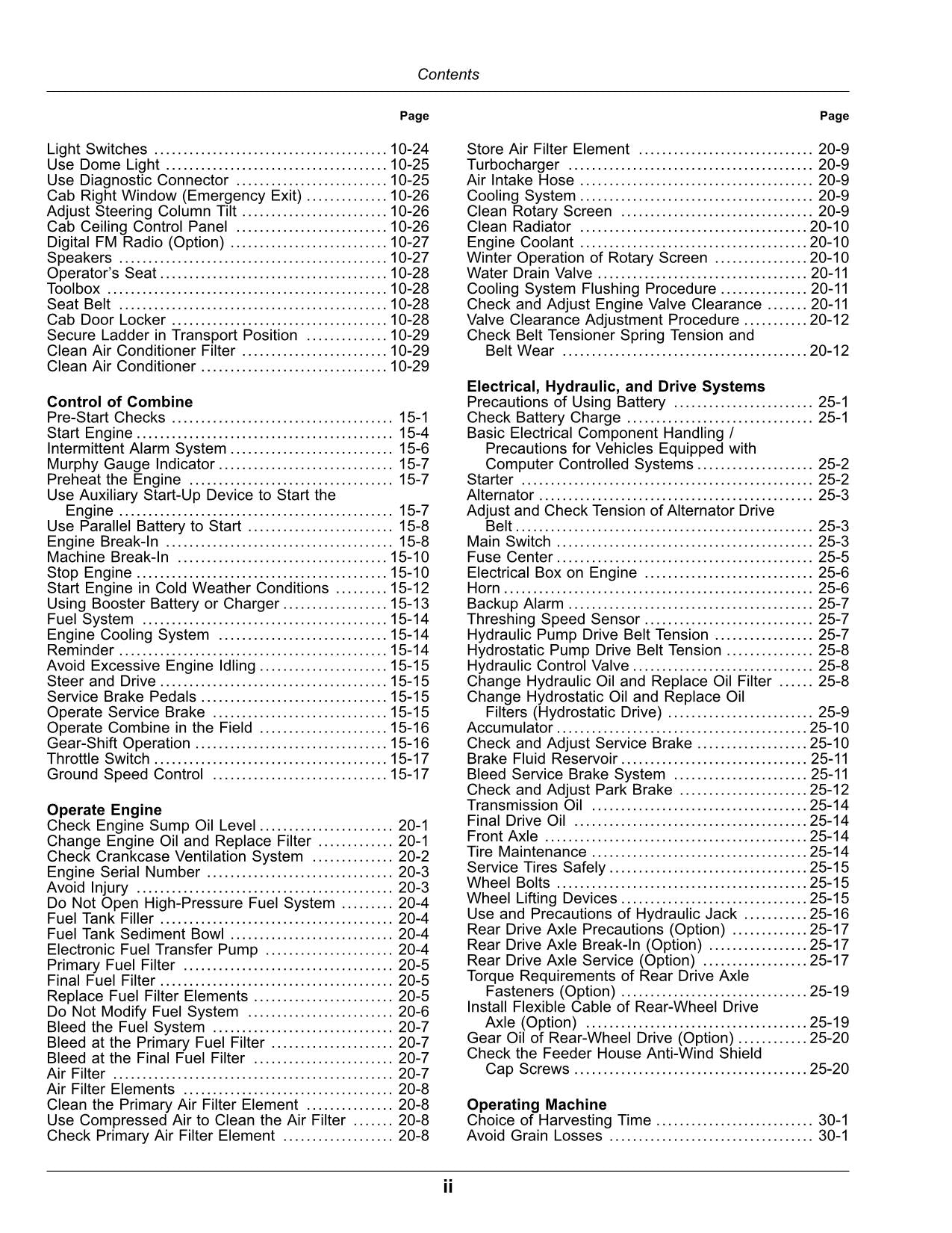 JOHN DEERE C230 MÄHDRESCHER-BETRIEBSHANDBUCH