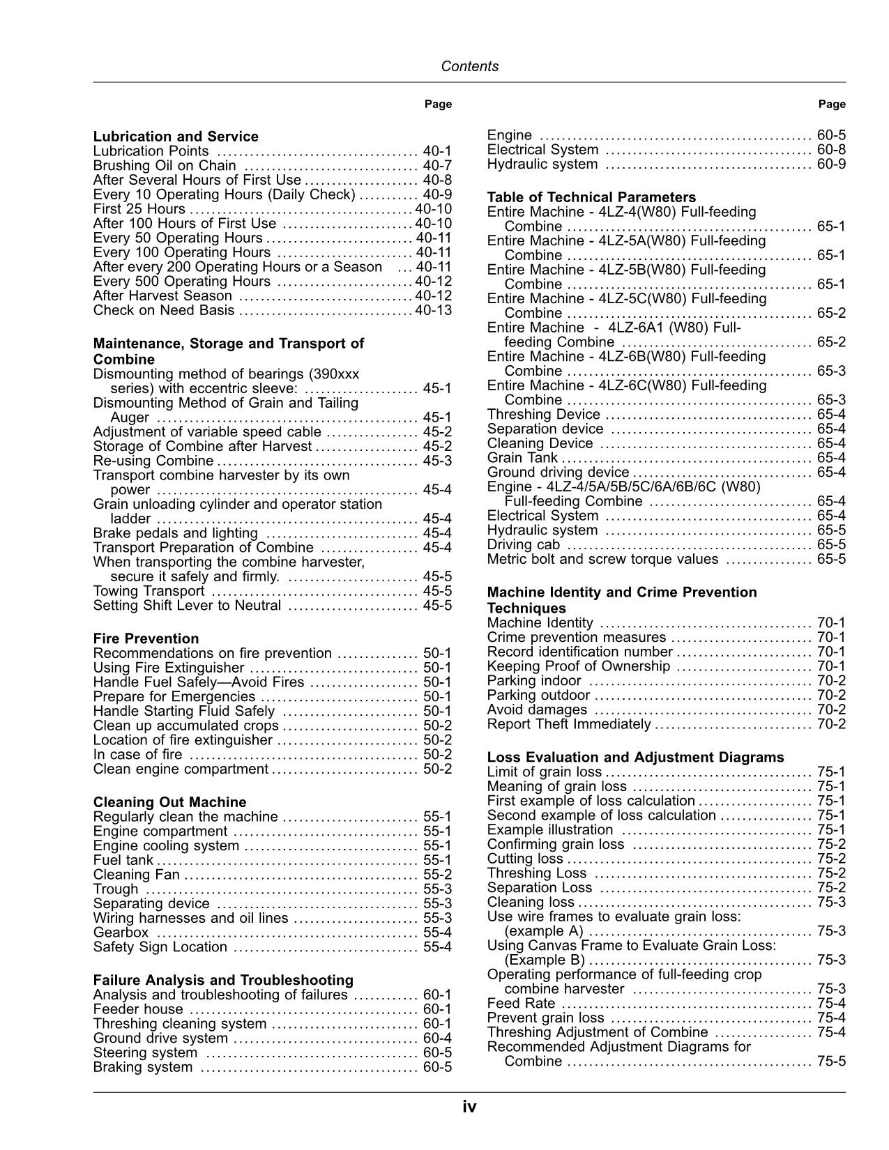 JOHN DEERE W80 MÄHDRESCHER-BETRIEBSHANDBUCH SER 010000 - ASIEN