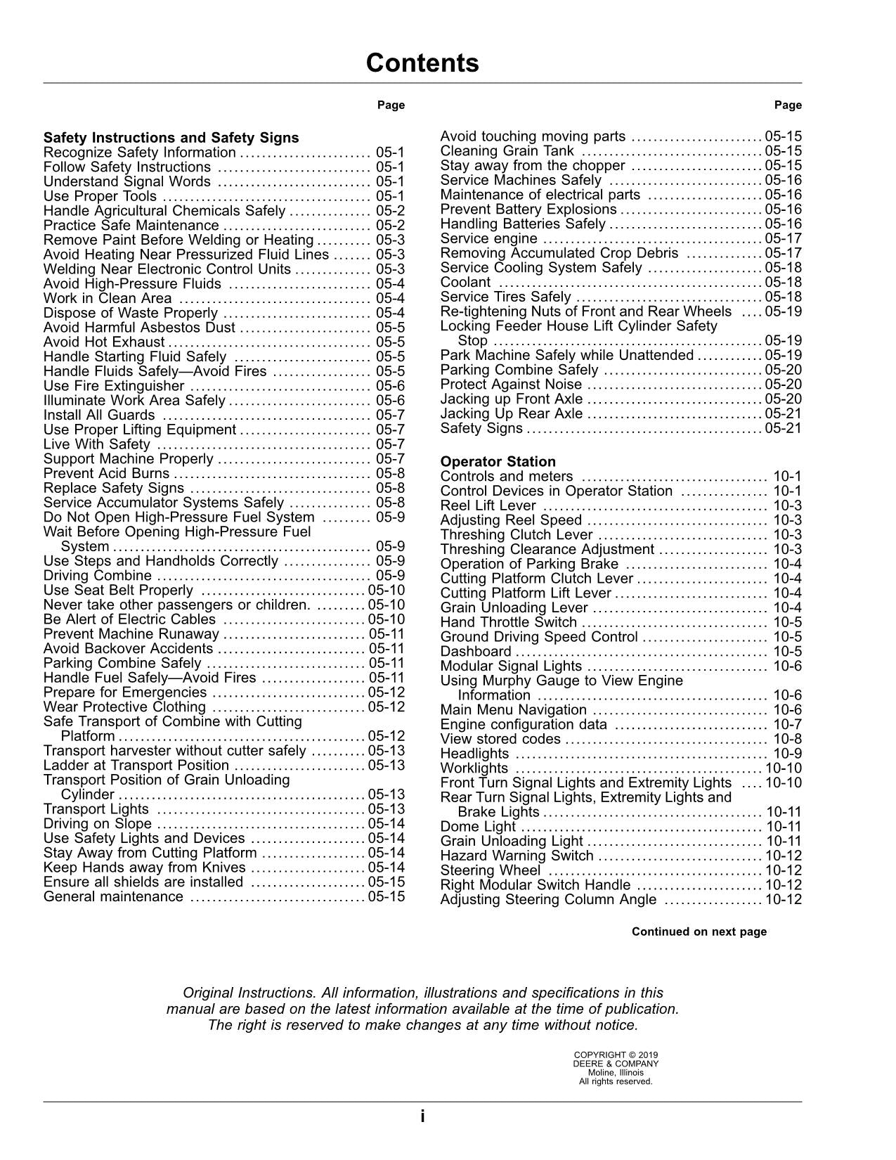 JOHN DEERE W80 MÄHDRESCHER-BETRIEBSHANDBUCH SER 010000 - ASIEN