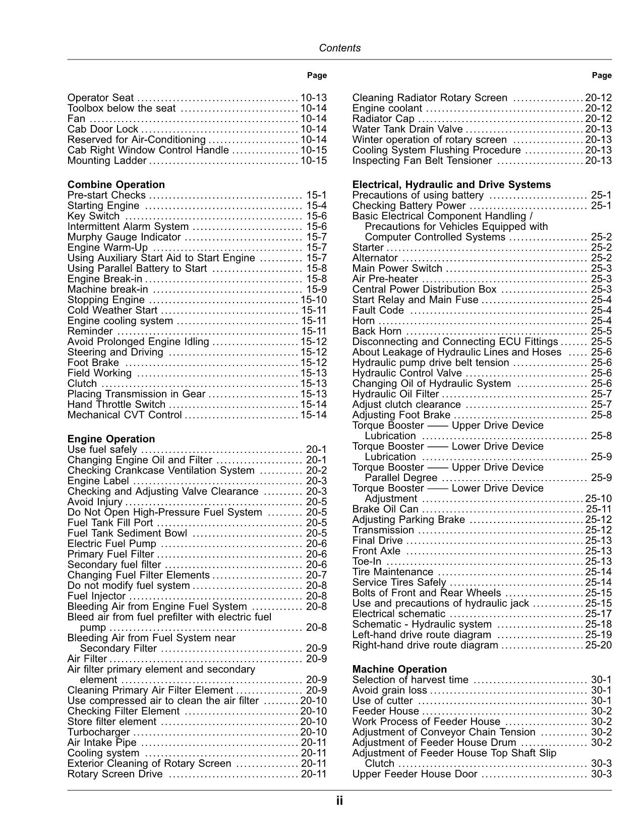 JOHN DEERE W80 MÄHDRESCHER-BETRIEBSHANDBUCH SER 010000 - ASIEN