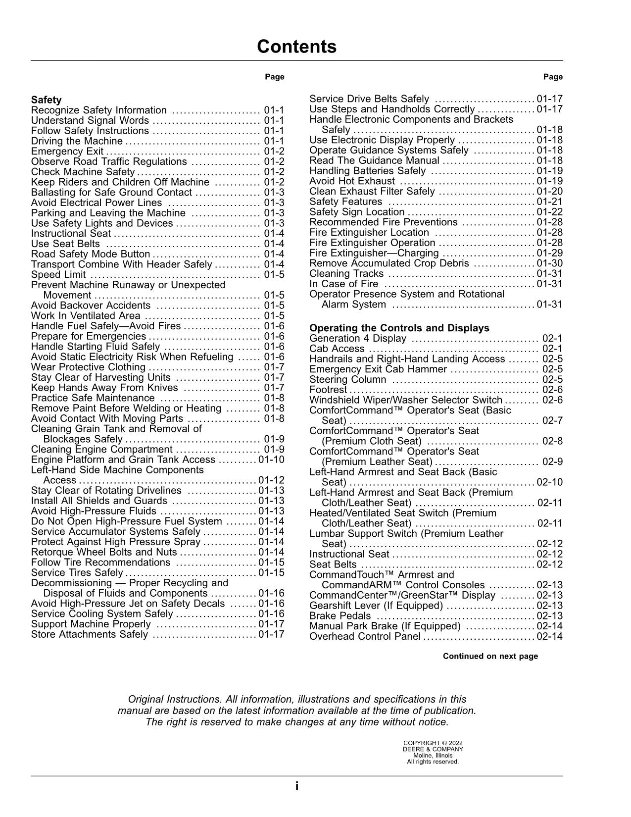 JOHN DEERE T670 COMBINE OPERATOR MANUAL #8