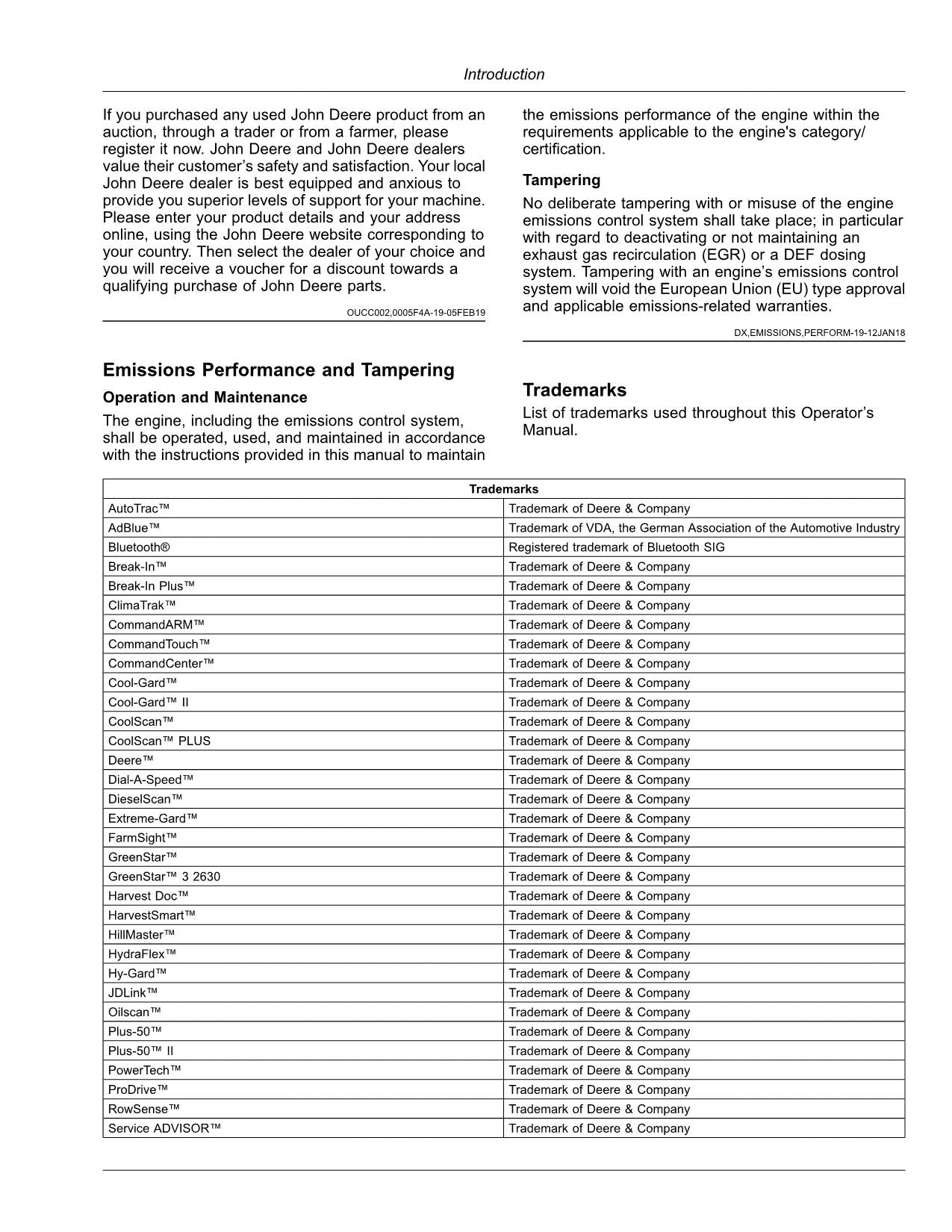 JOHN DEERE T670 MÄHDRESCHER-BETRIEBSHANDBUCH NR. 8