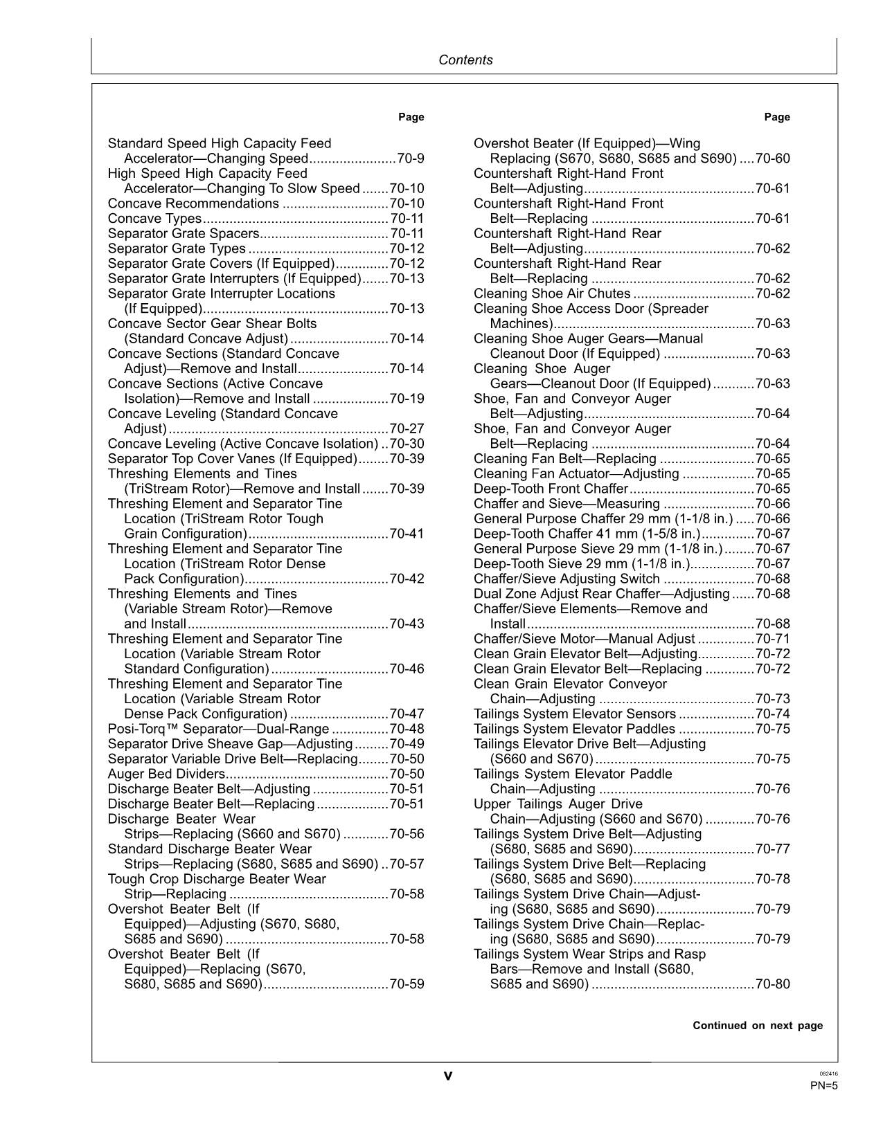 JOHN DEERE S660 S670 S680 S685 S690 S660 COMBINE OPERATOR MANUAL