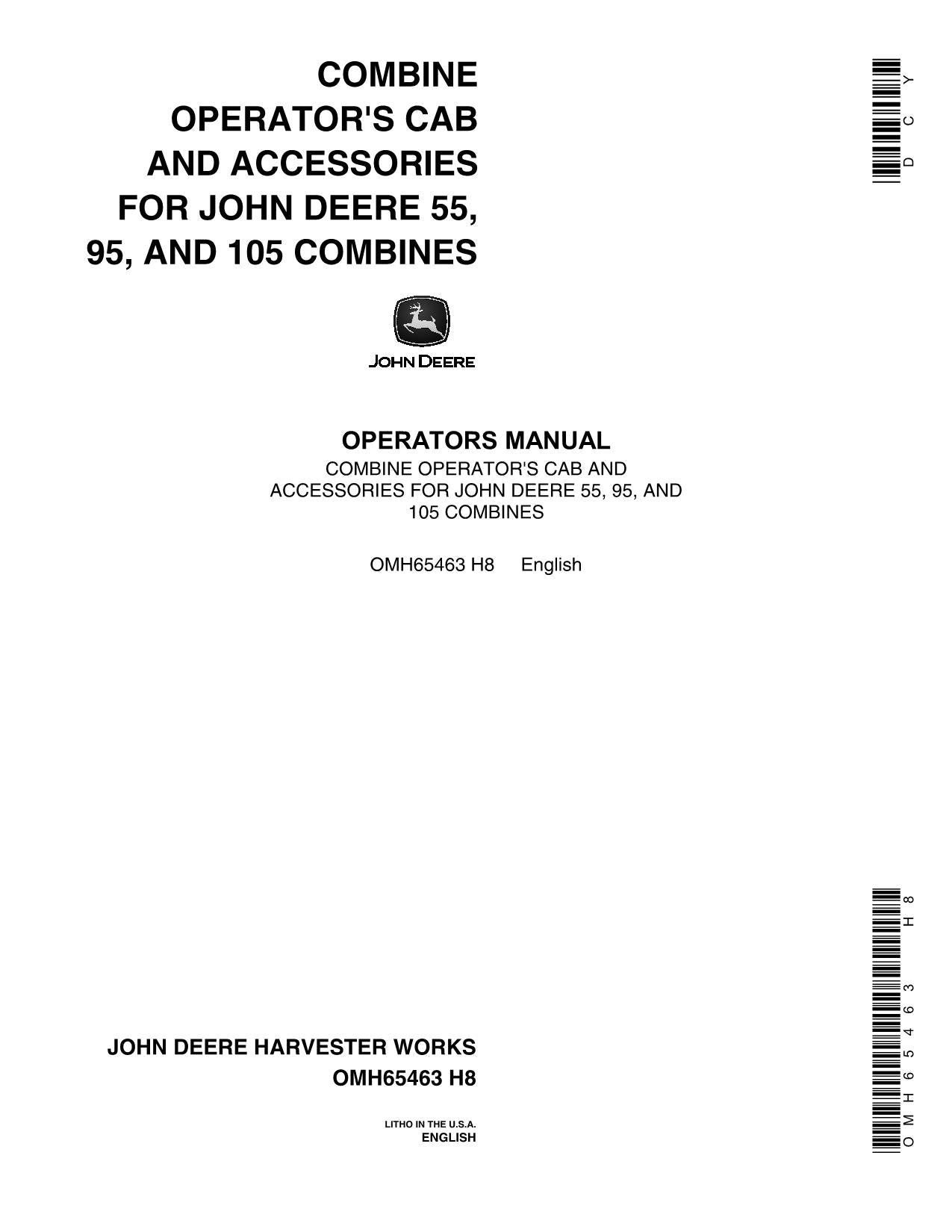 MANUEL D'UTILISATION DE LA MOISSONNEUSE-BATTEUSE JOHN DEERE 95 105 55