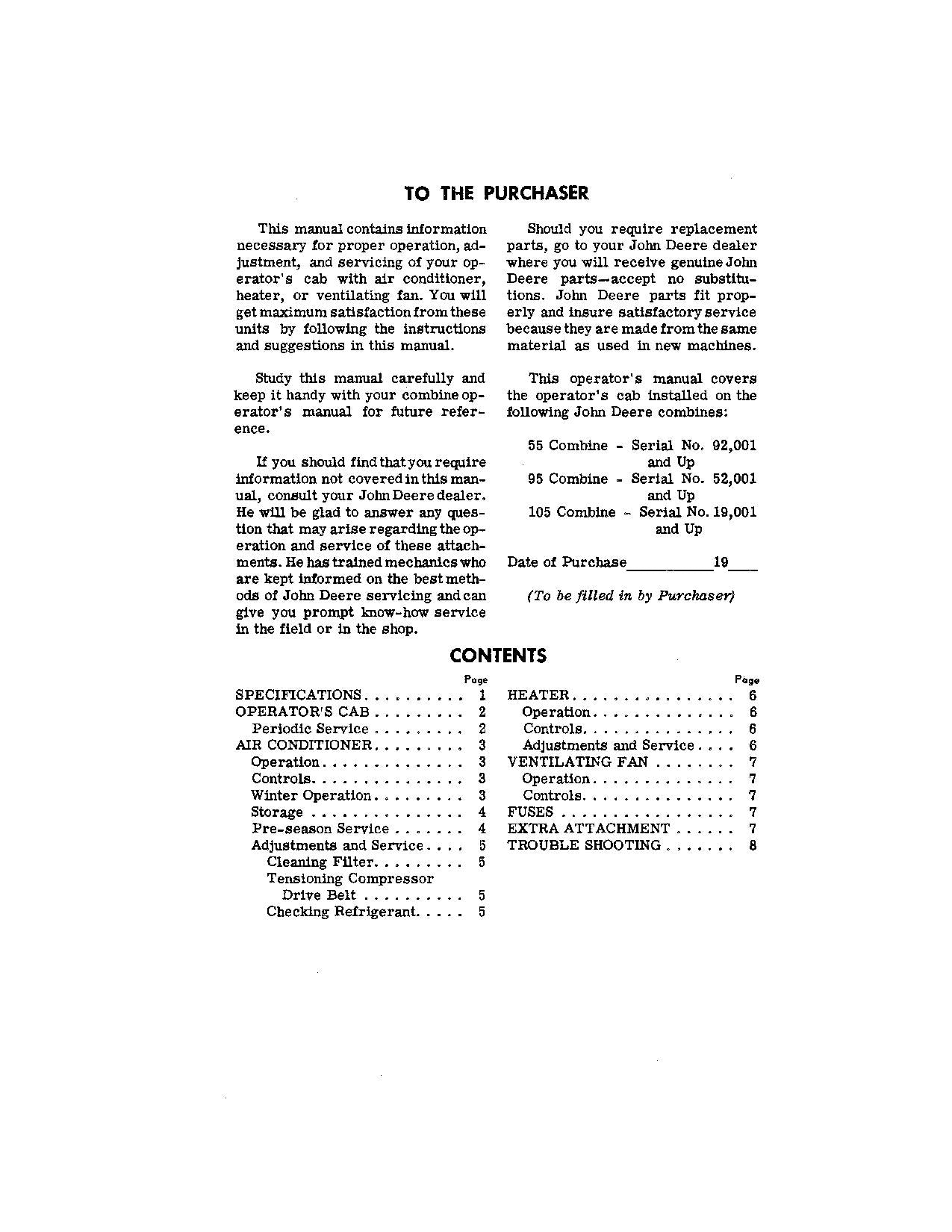 JOHN DEERE 95 105 55 MÄHDRESCHER-BETRIEBSHANDBUCH