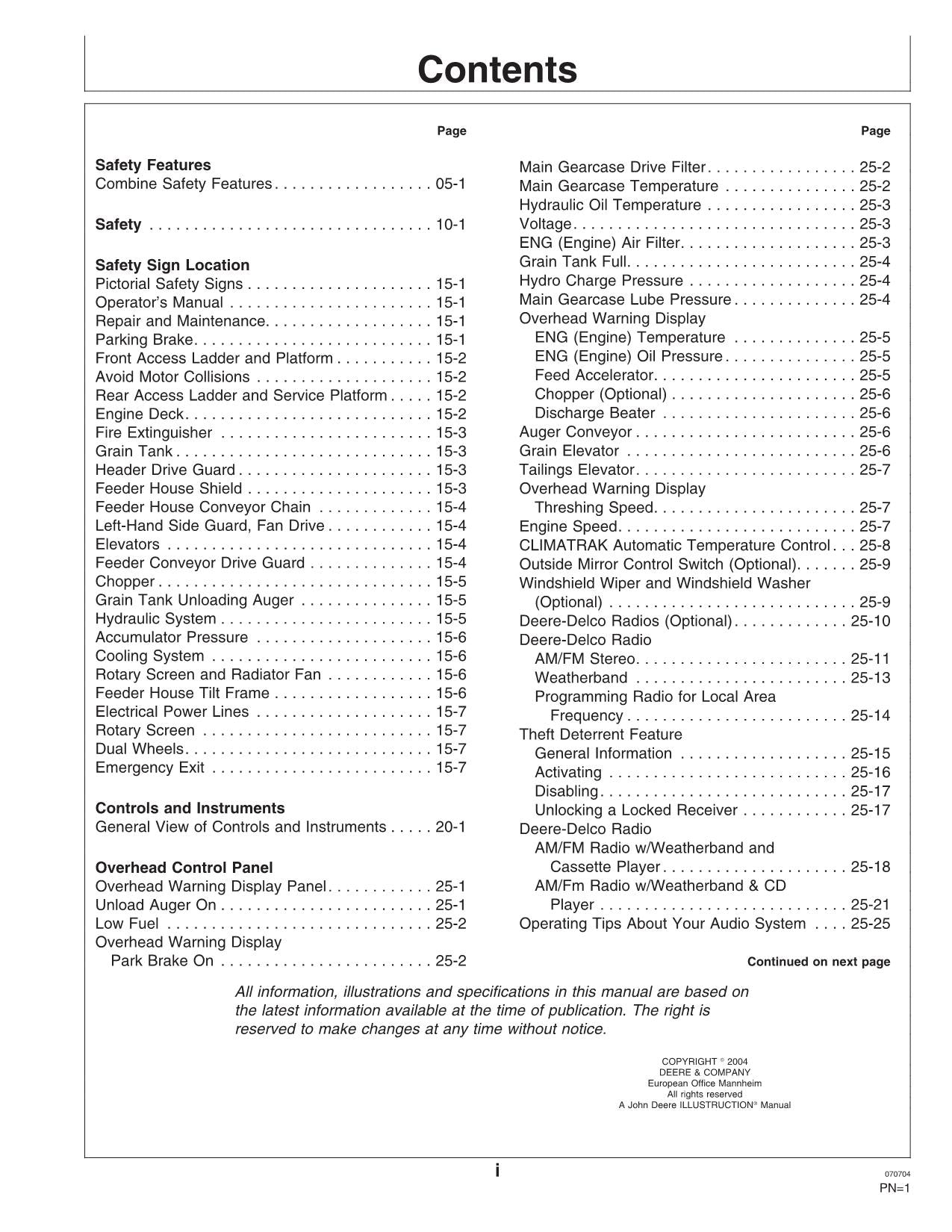 JOHN DEERE 9650 STS 9750 STS COMBINE OPERATOR MANUAL #1