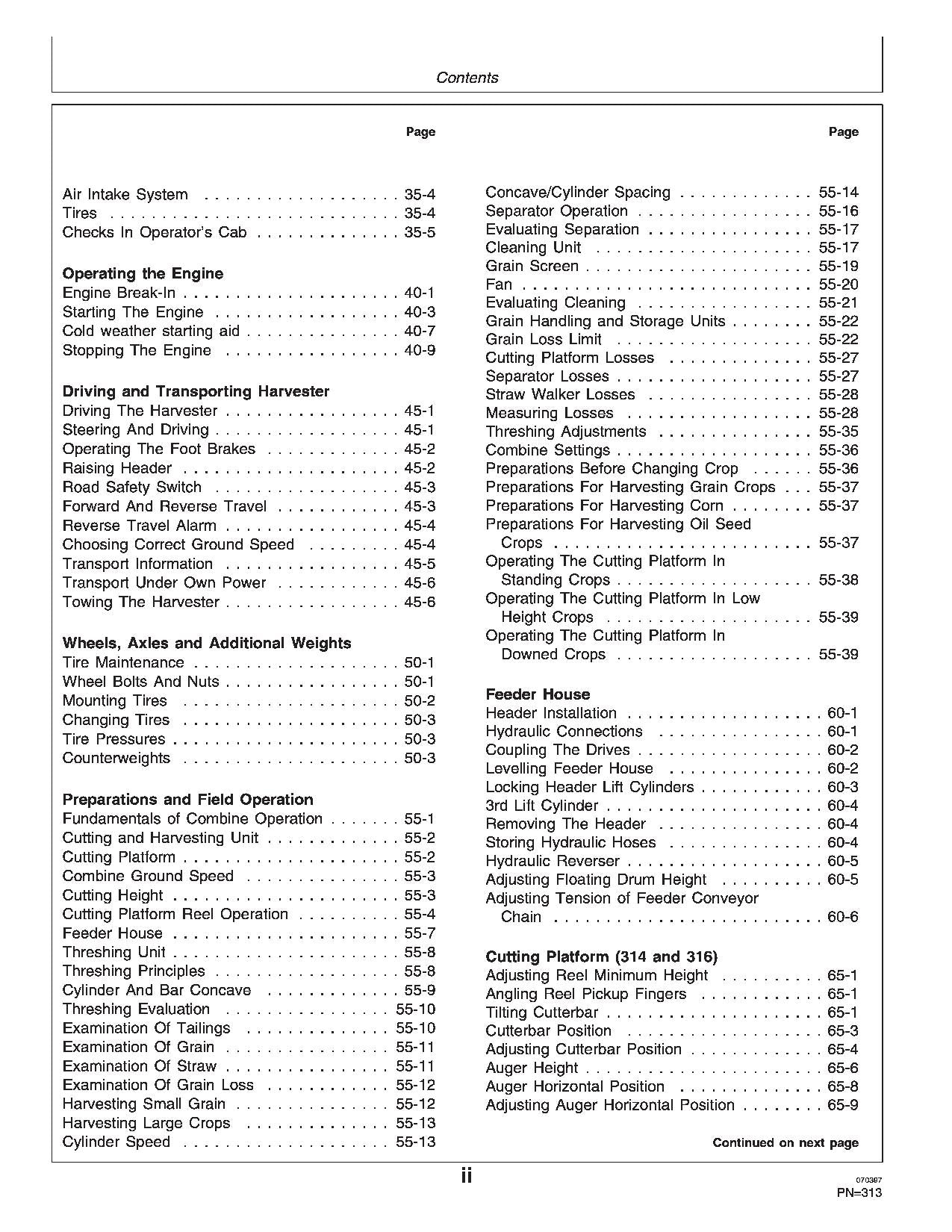 JOHN DEERE 1170 COMBINE OPERATOR MANUAL