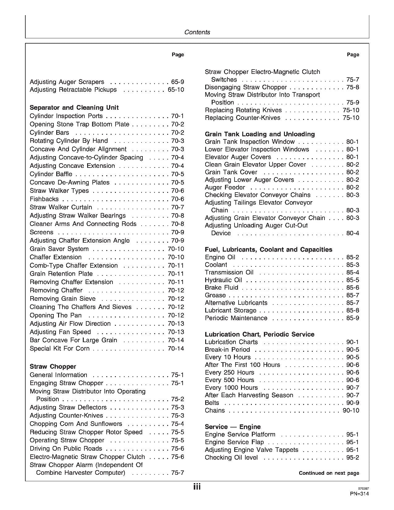 JOHN DEERE 1170 MÄHDRESCHER-BETRIEBSHANDBUCH