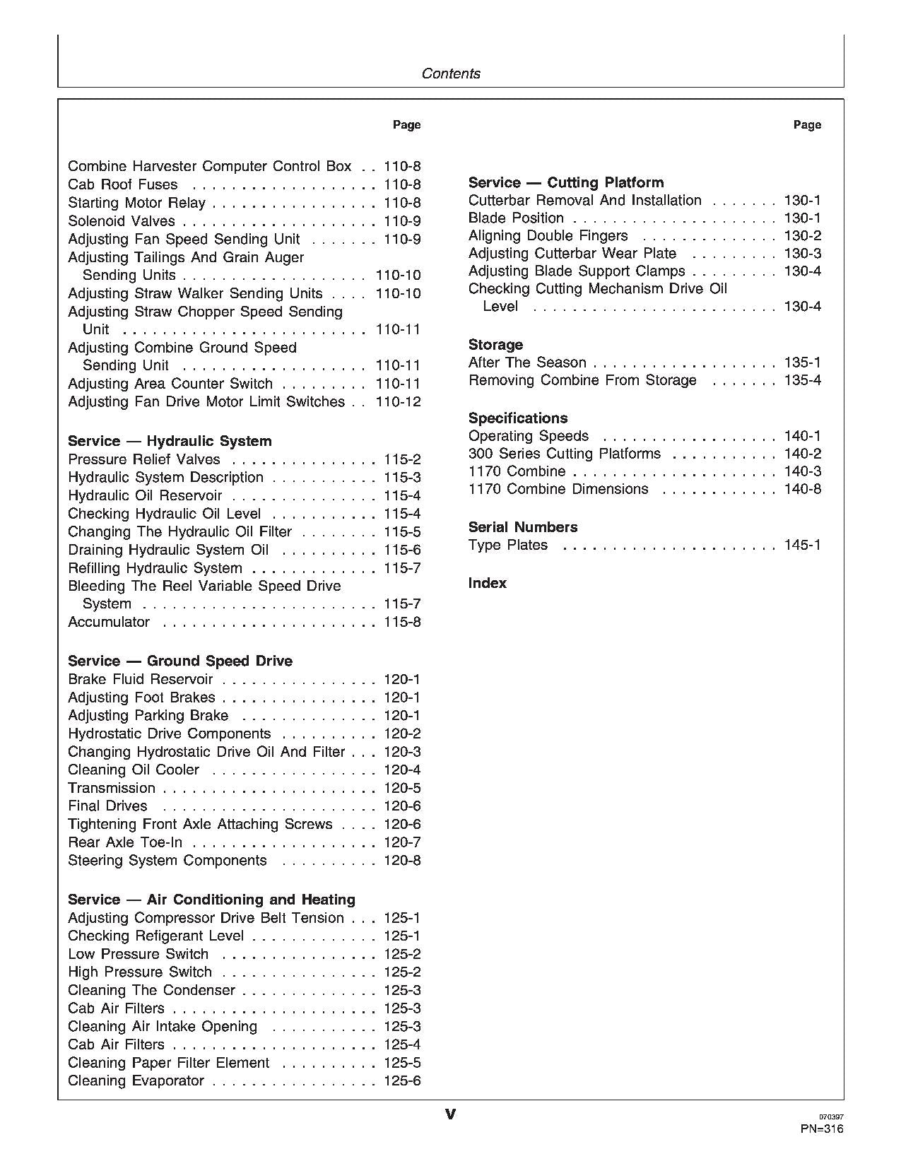 JOHN DEERE 1170 COMBINE OPERATOR MANUAL