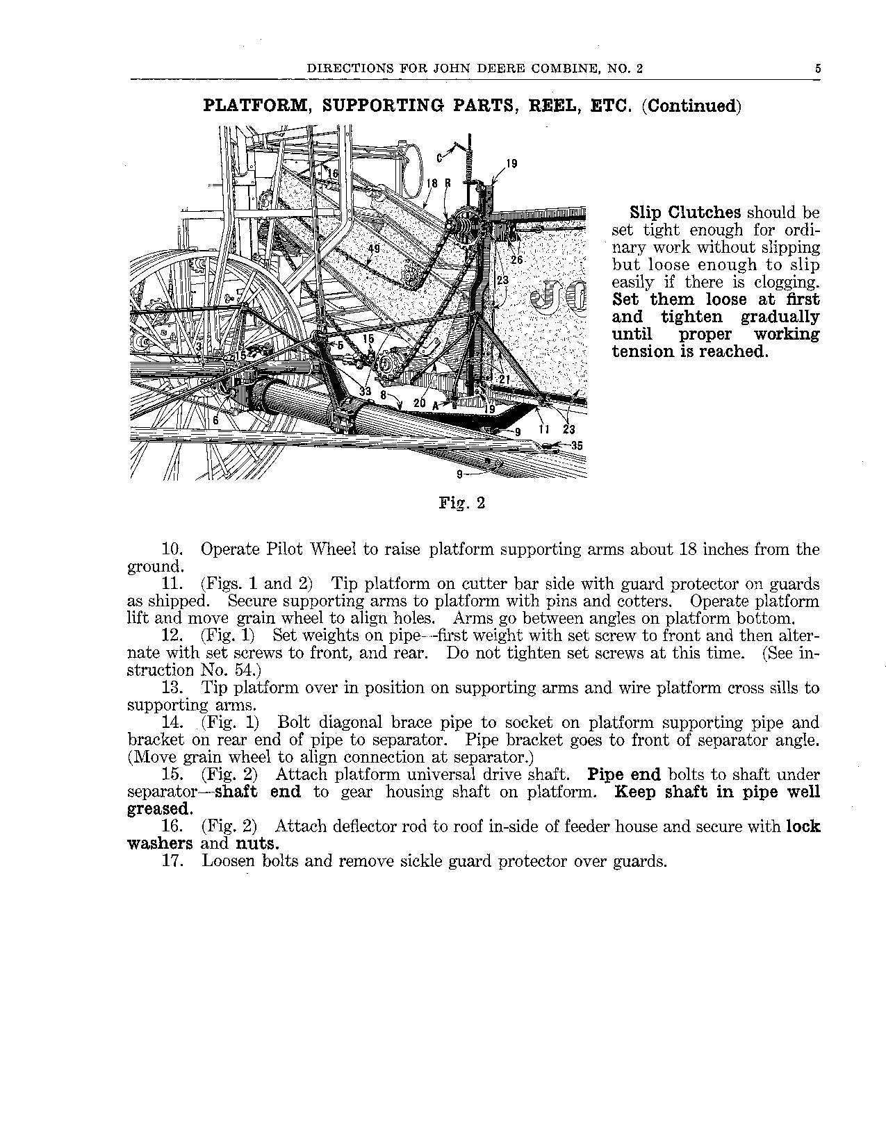 JOHN DEERE 2 COMBINE OPERATOR MANUAL