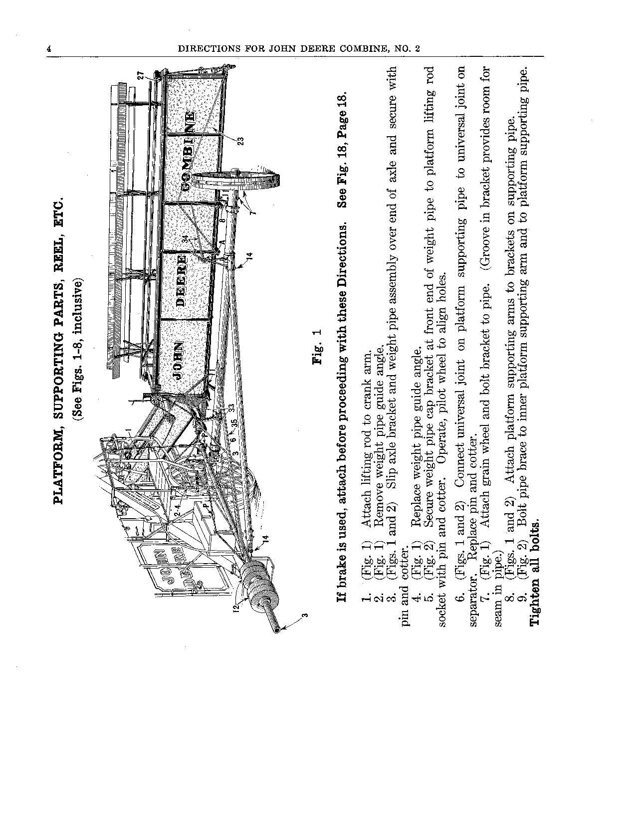 JOHN DEERE 2 COMBINE OPERATOR MANUAL