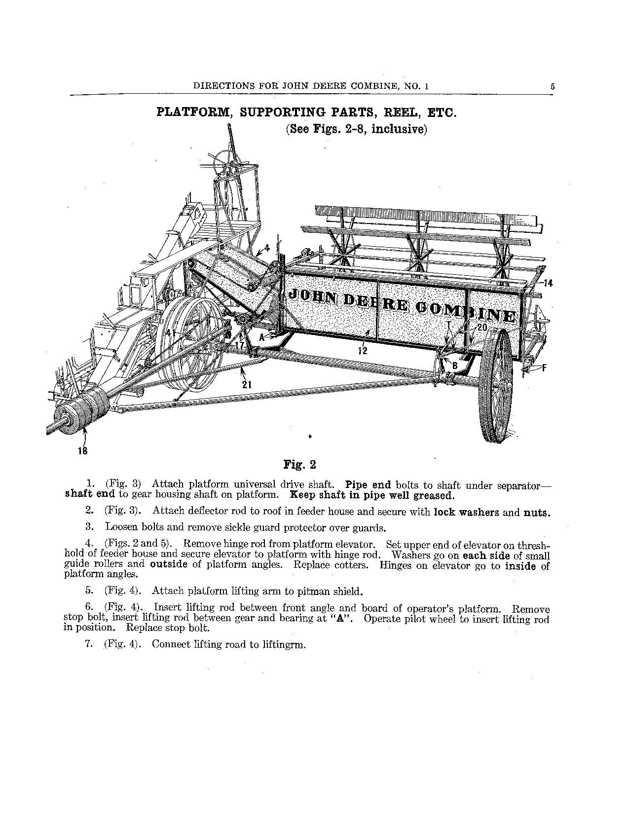 JOHN DEERE 1 COMBINE OPERATOR MANUAL