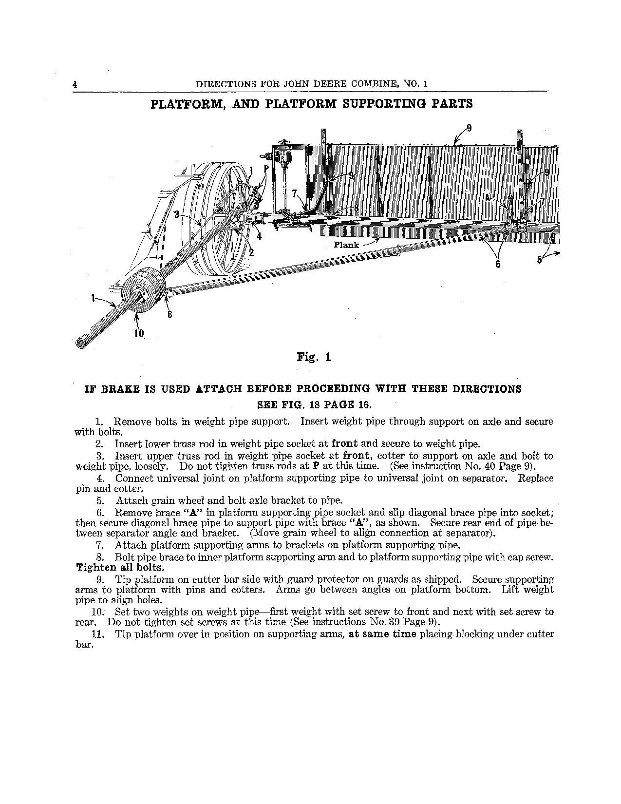 JOHN DEERE 1 MÄHDRESCHER-BETRIEBSHANDBUCH