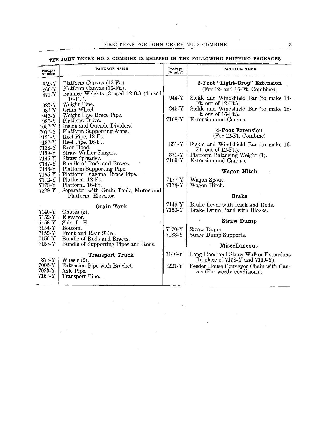 JOHN DEERE 3 COMBINE OPERATOR MANUAL