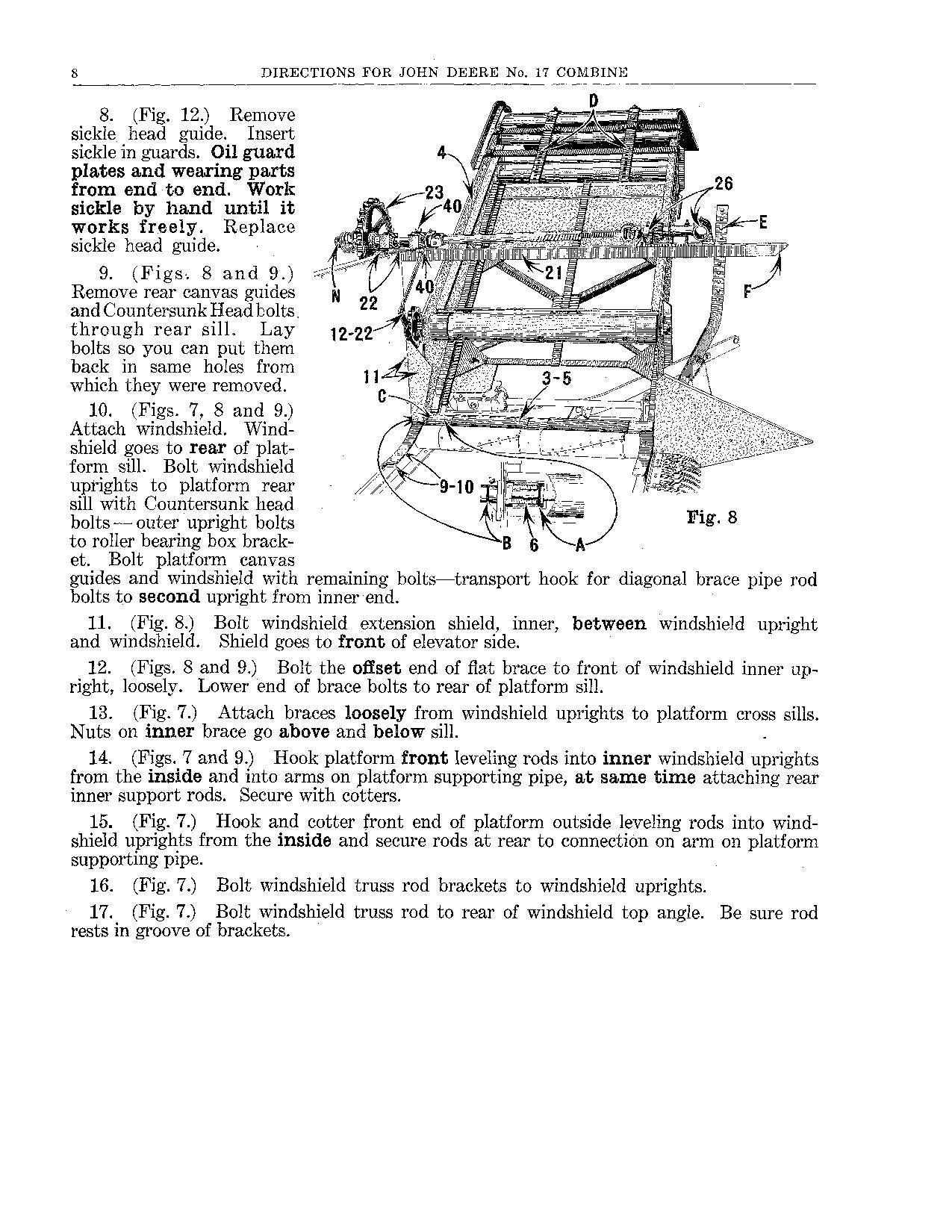 JOHN DEERE 17 COMBINE OPERATOR MANUAL