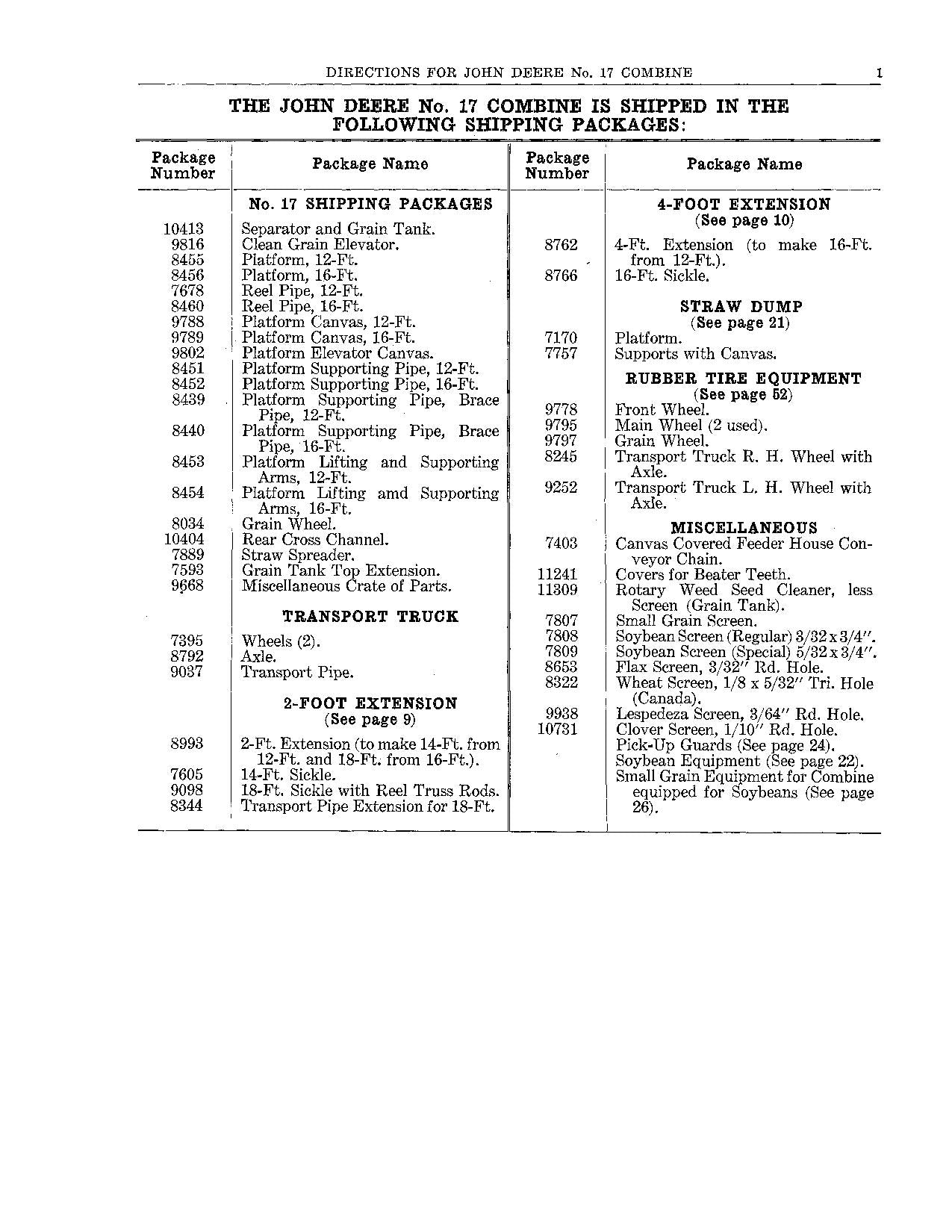 JOHN DEERE 17 COMBINE OPERATOR MANUAL